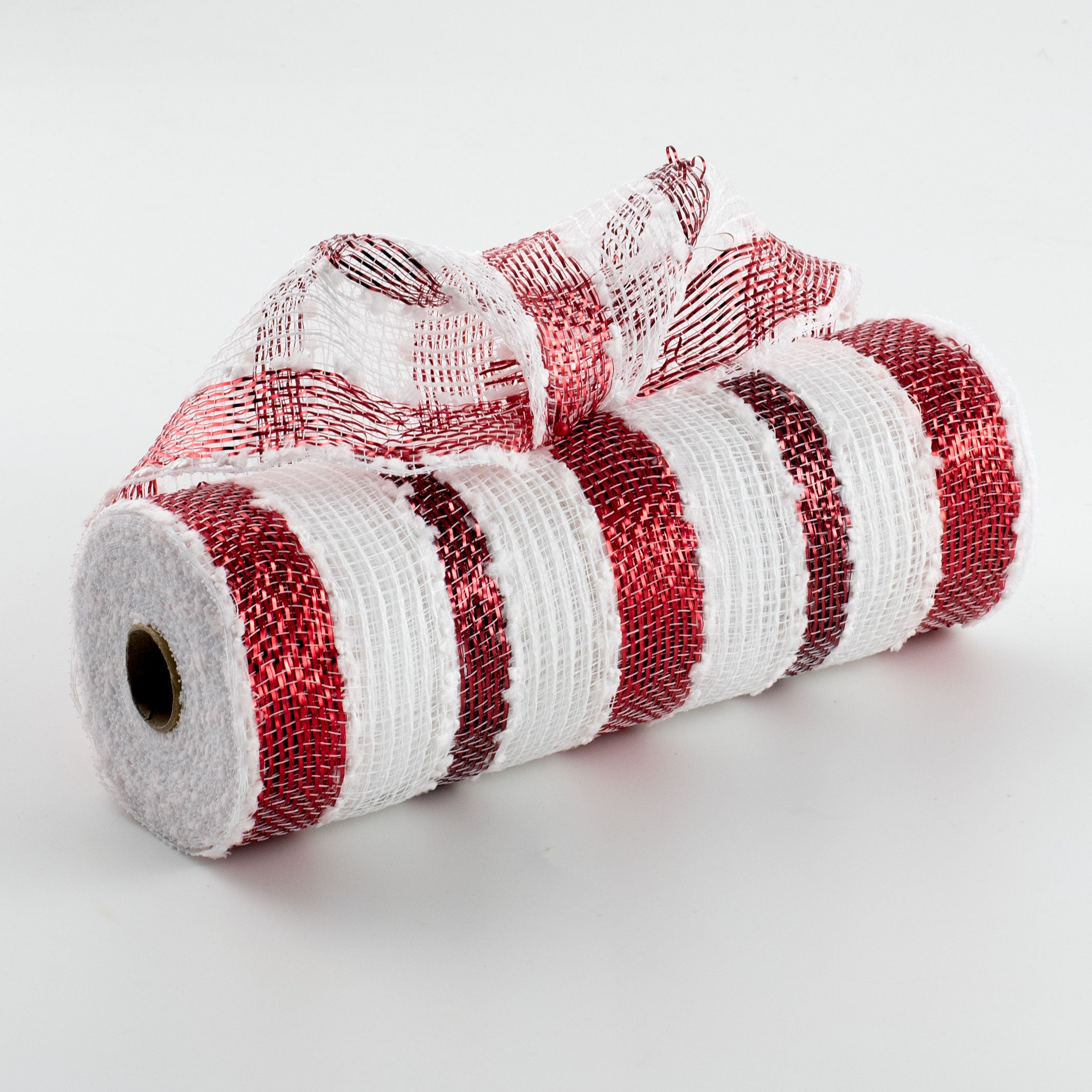 10" Striped Snowball Deco Mesh: Red & White Item Number: XB98210-10