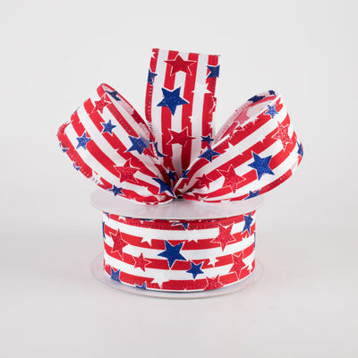 1.5" Stripes & Glitter Patriotic Stars Ribbon: Red (10 Yards) Lifestyle Photo