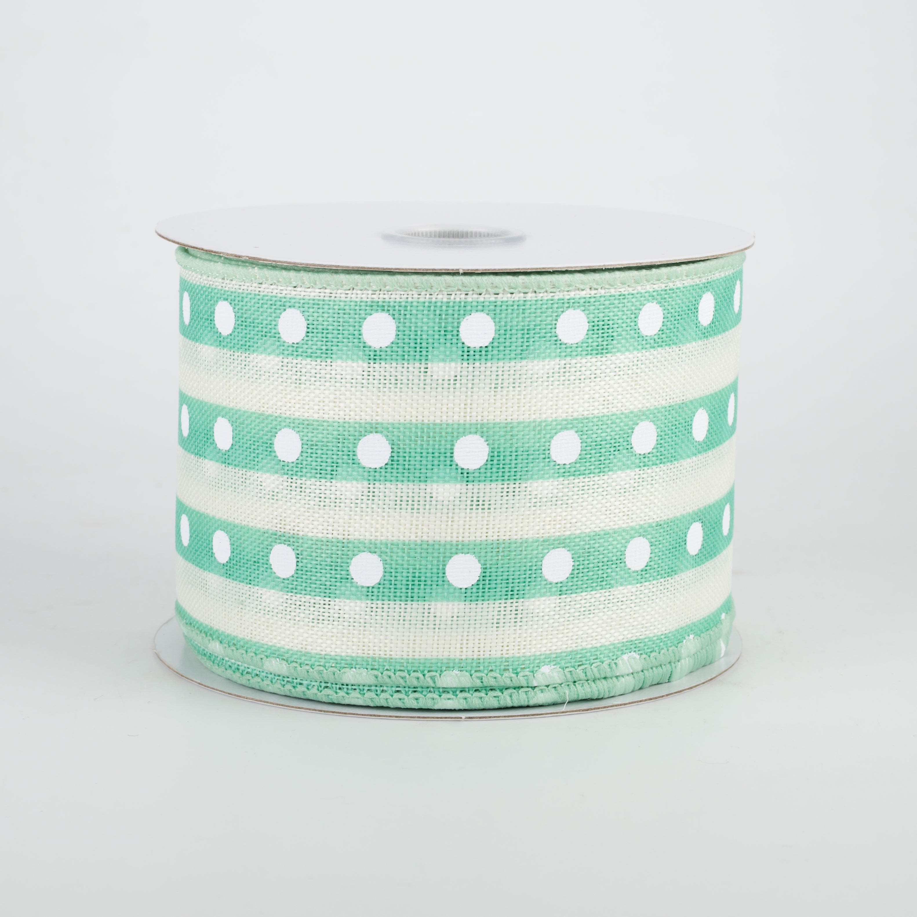 2.5" Studded Stripes Ribbon: Mint (10 Yards) Item Number: 41022-40-06