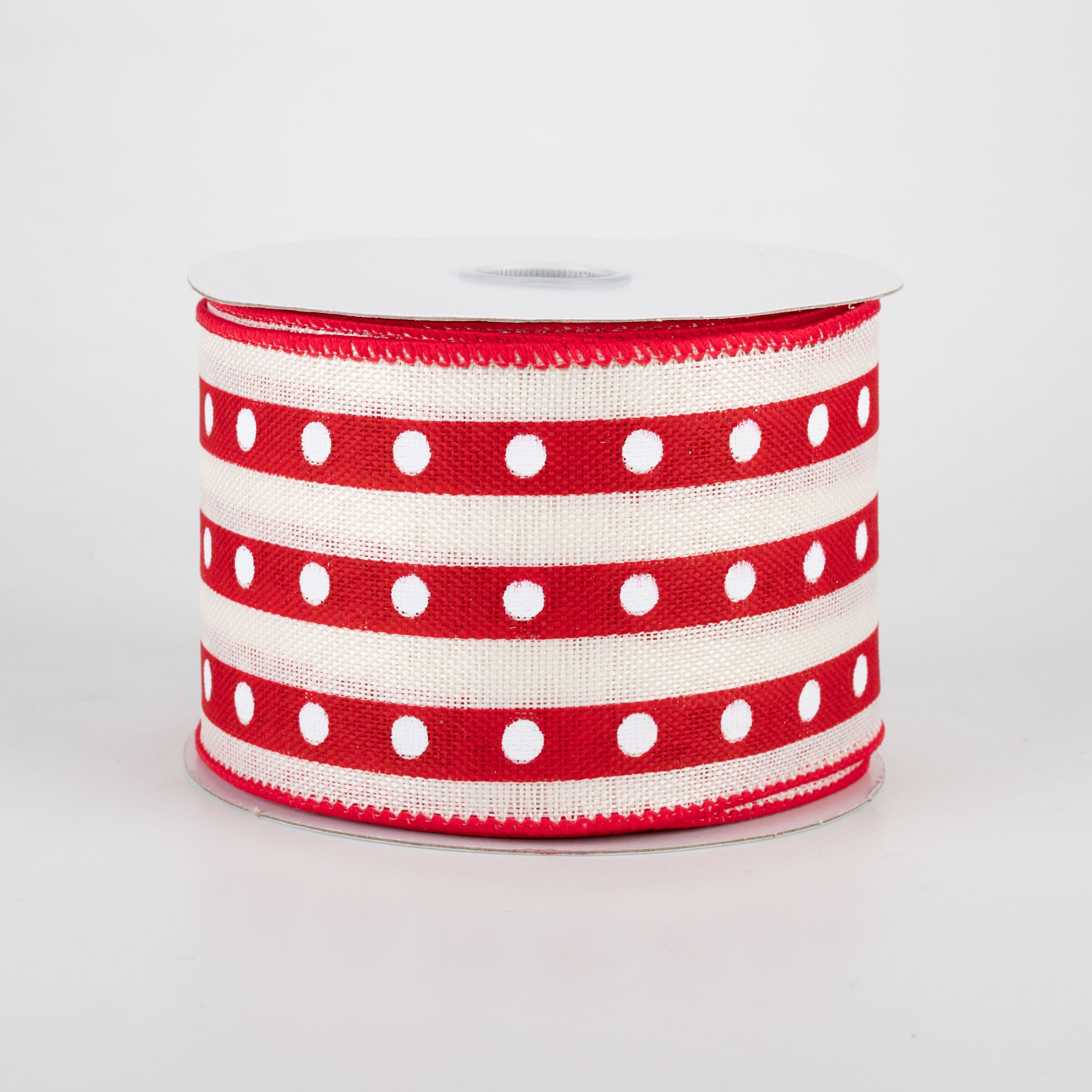 2.5" Studded Stripes Ribbon: Red (10 Yards) Item Number: 41022-40-12