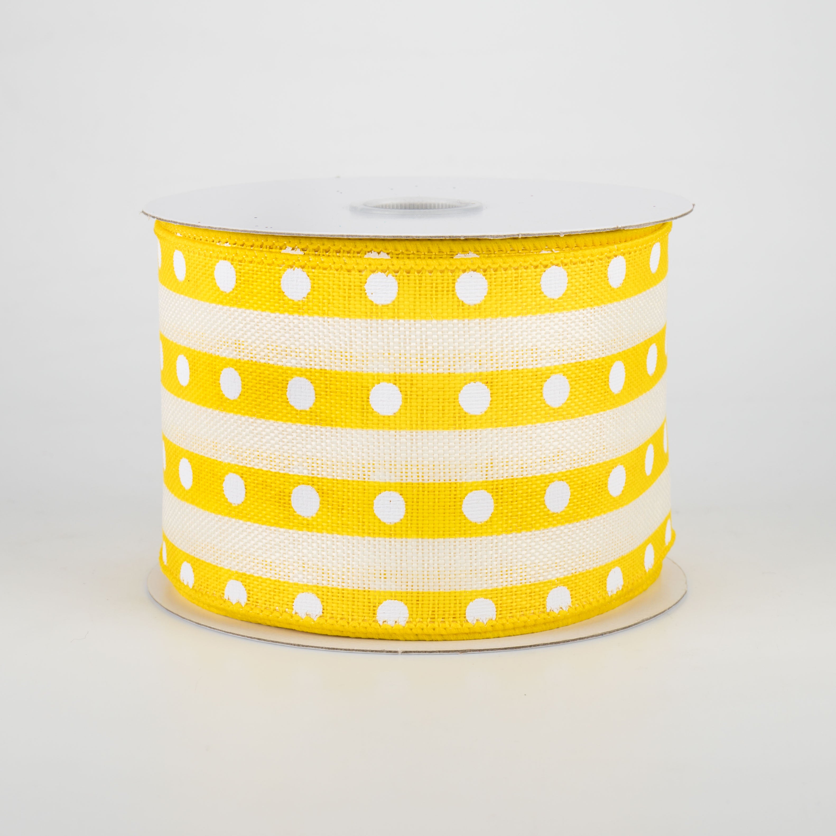 2.5" Studded Stripes Ribbon: Yellow (10 Yards) Item Number: 41022-40-02