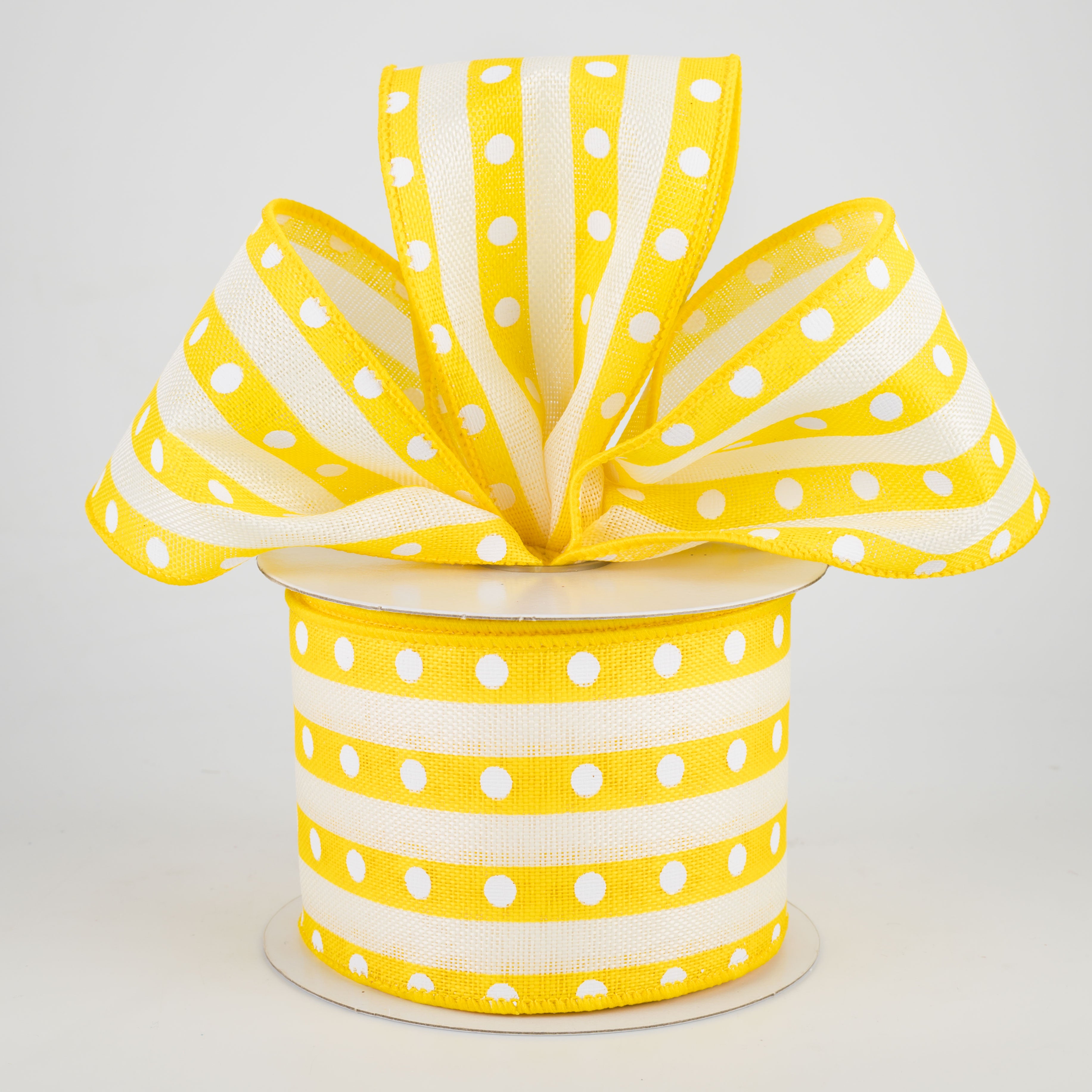 2.5" Studded Stripes Ribbon: Yellow (10 Yards) Lifestyle Photo