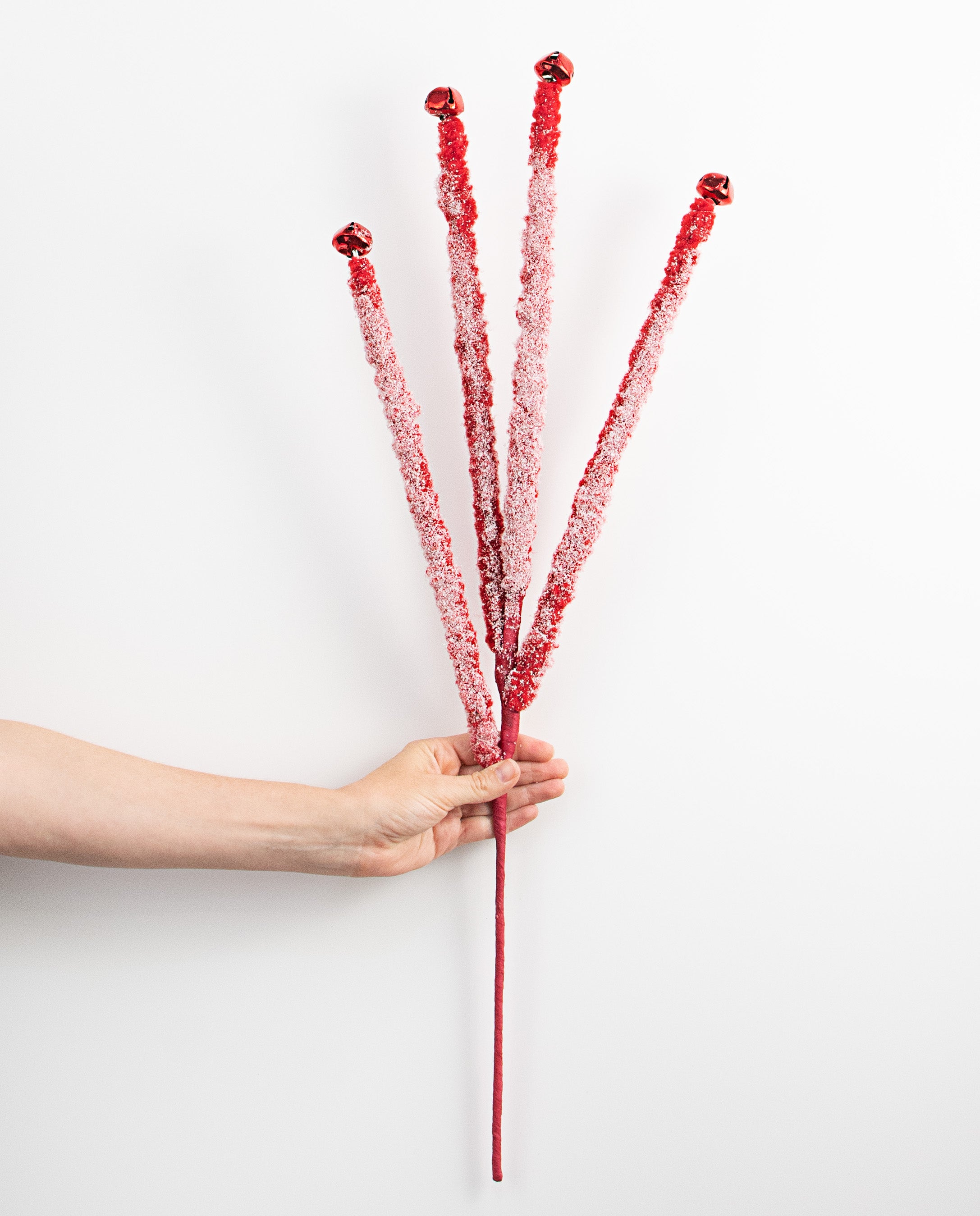 26" Sugar Glazed Wool Tinsels Spray: Red detail photo 3