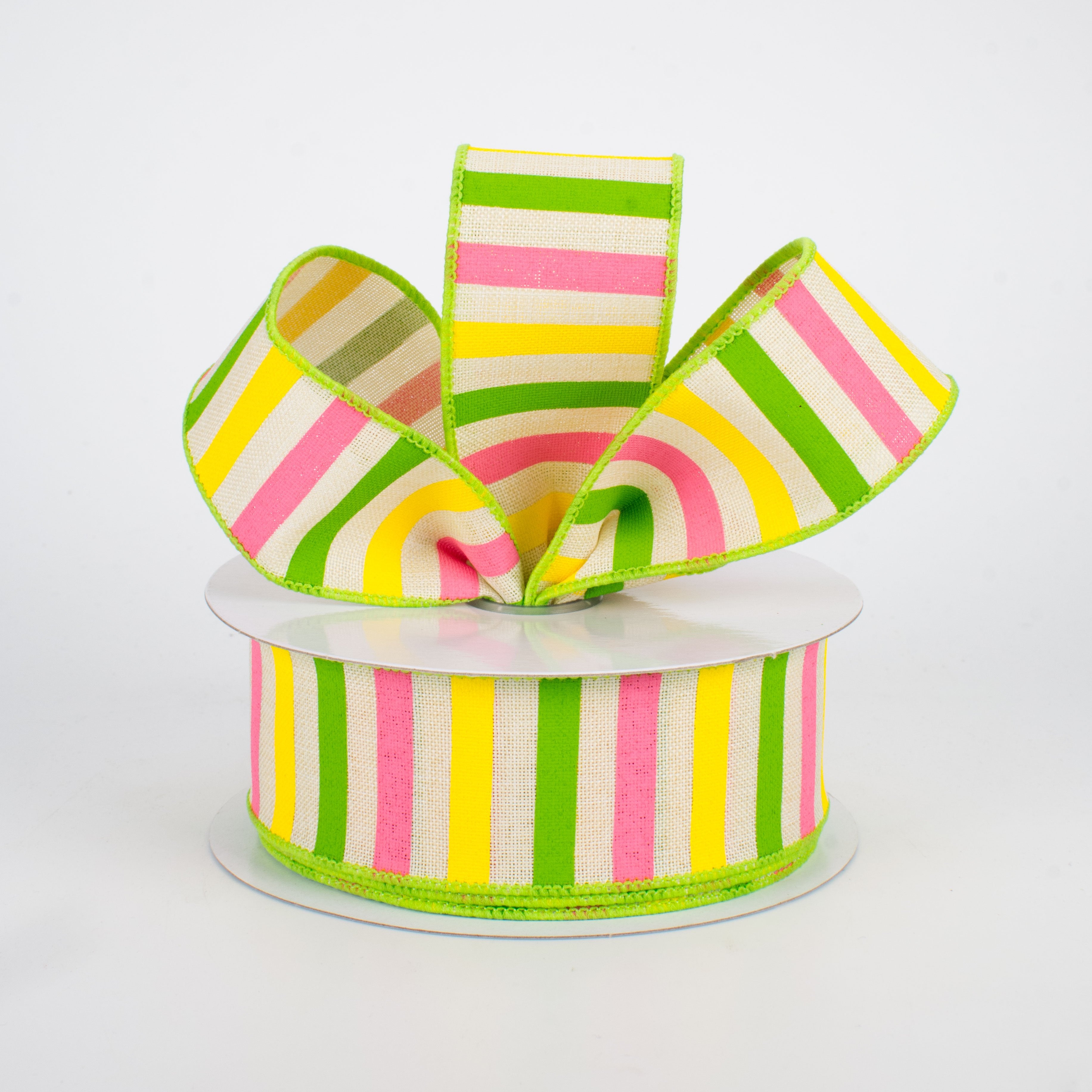 1.5" Summer Horizontal Stripe Ribbon: Cream (10 Yards) Lifestyle Photo