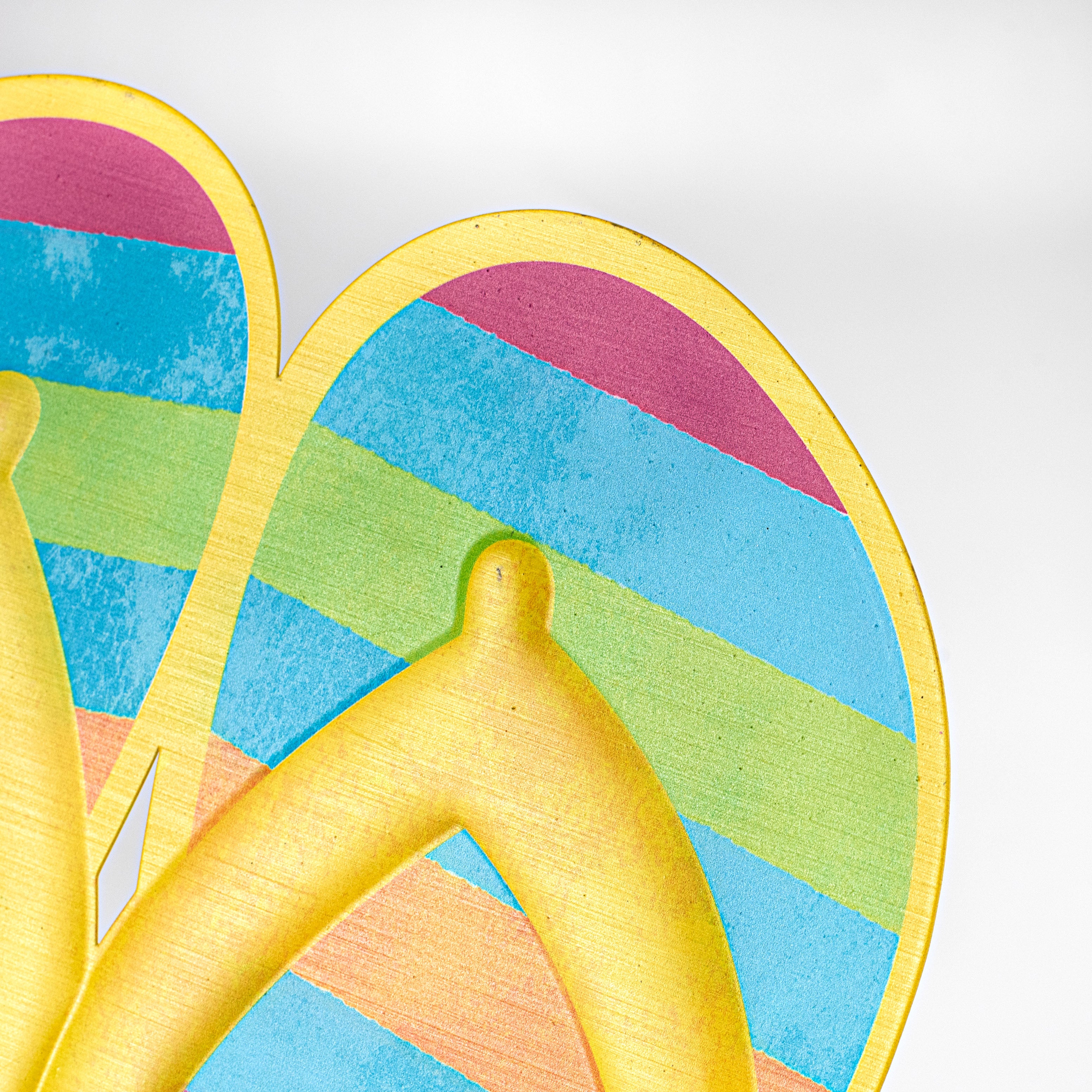 12" Summer Stripe Flip Flops Embossed Metal Sign detail photo 3