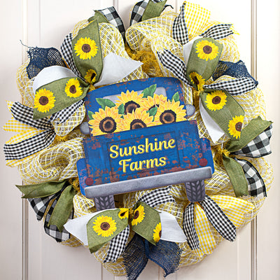 12" Sunflower Sunshine Farms Old Truck Sign Lifestyle Photo