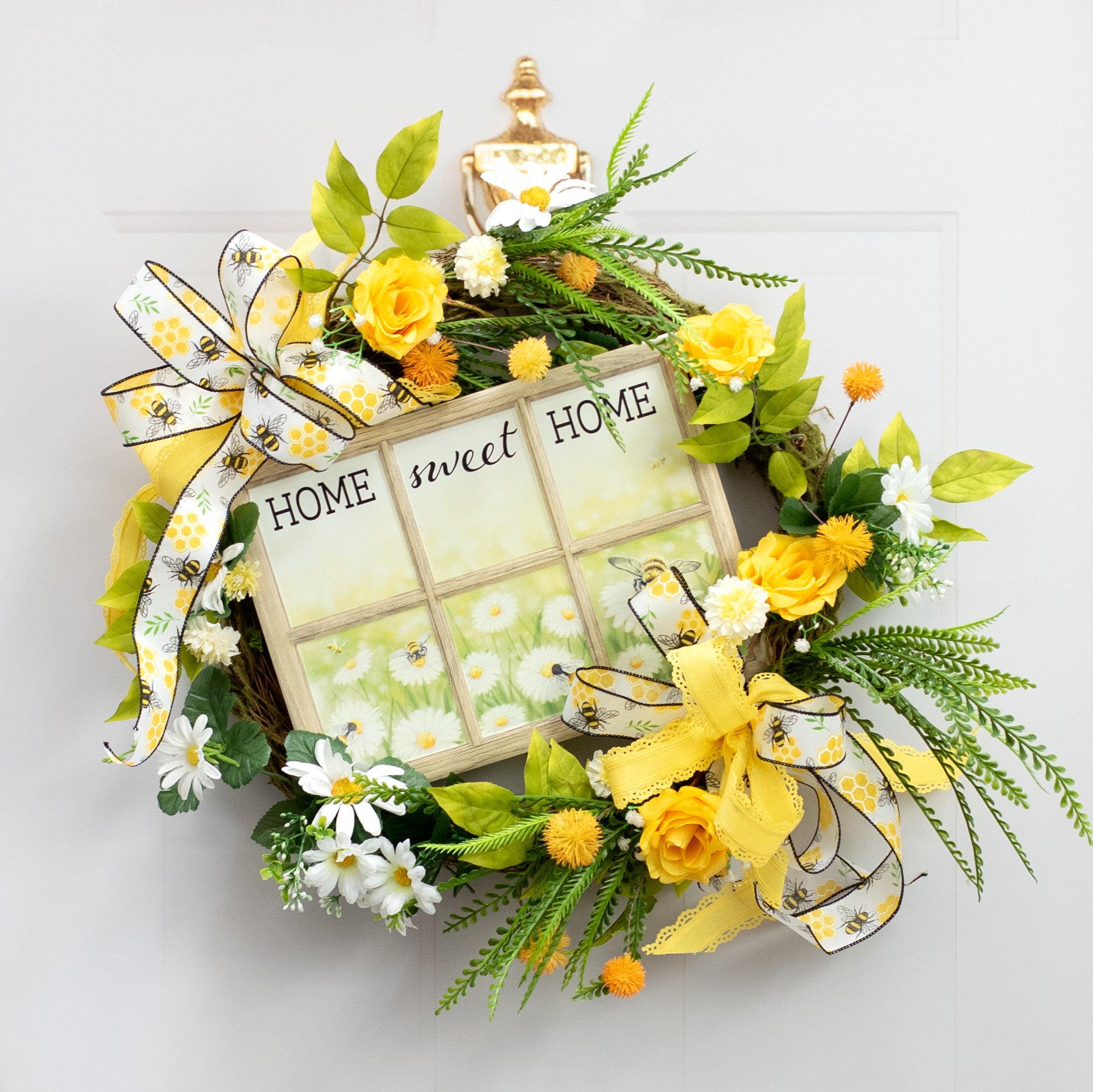 12" Sweet Home, Bees, Daisies Window Sign Lifestyle Photo