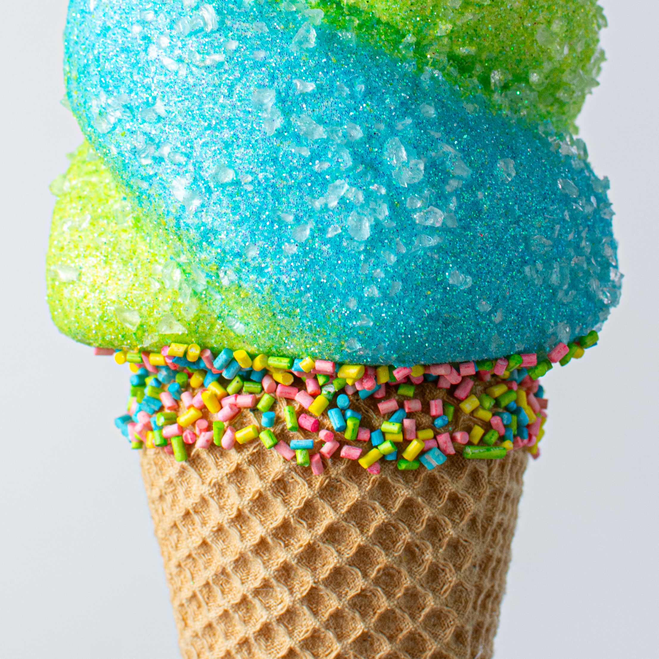 13" Swirl Ice Cream Cone Ornament: Green & Blue detail photo 3