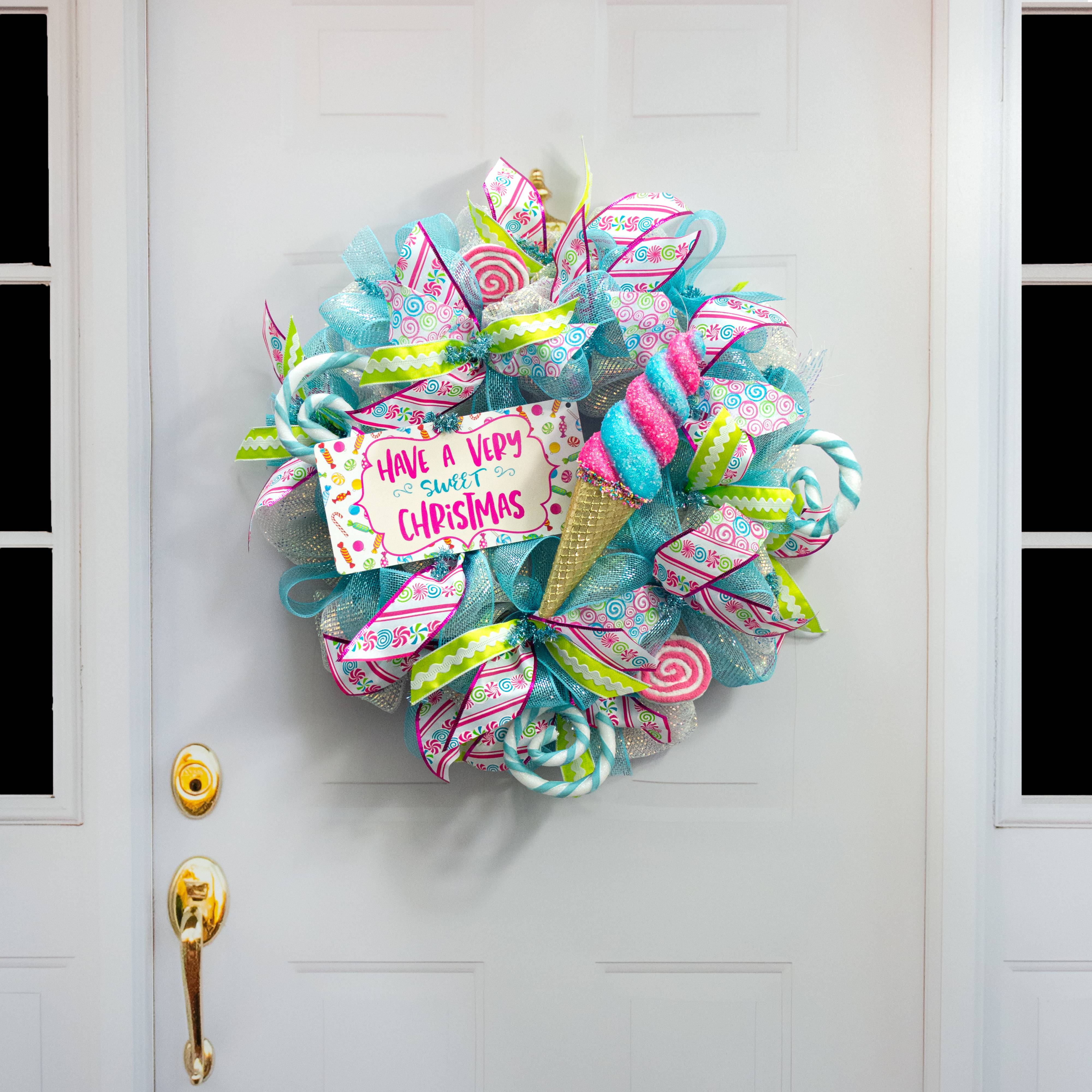 14" Swirl Ice Cream Cone Ornament: Pink & Blue detail photo 4