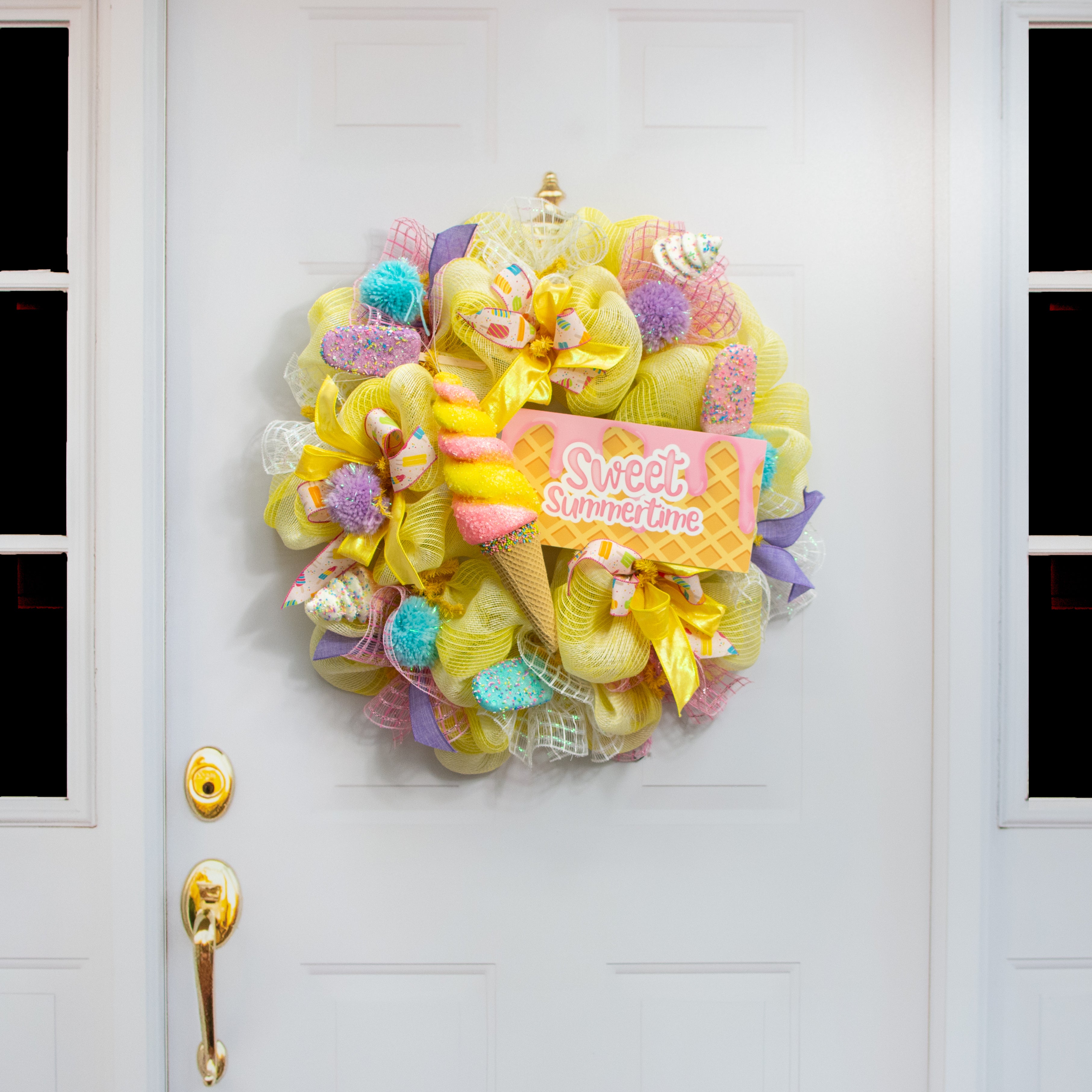 13" Swirl Ice Cream Cone Ornament: Pink & Yellow detail photo 4
