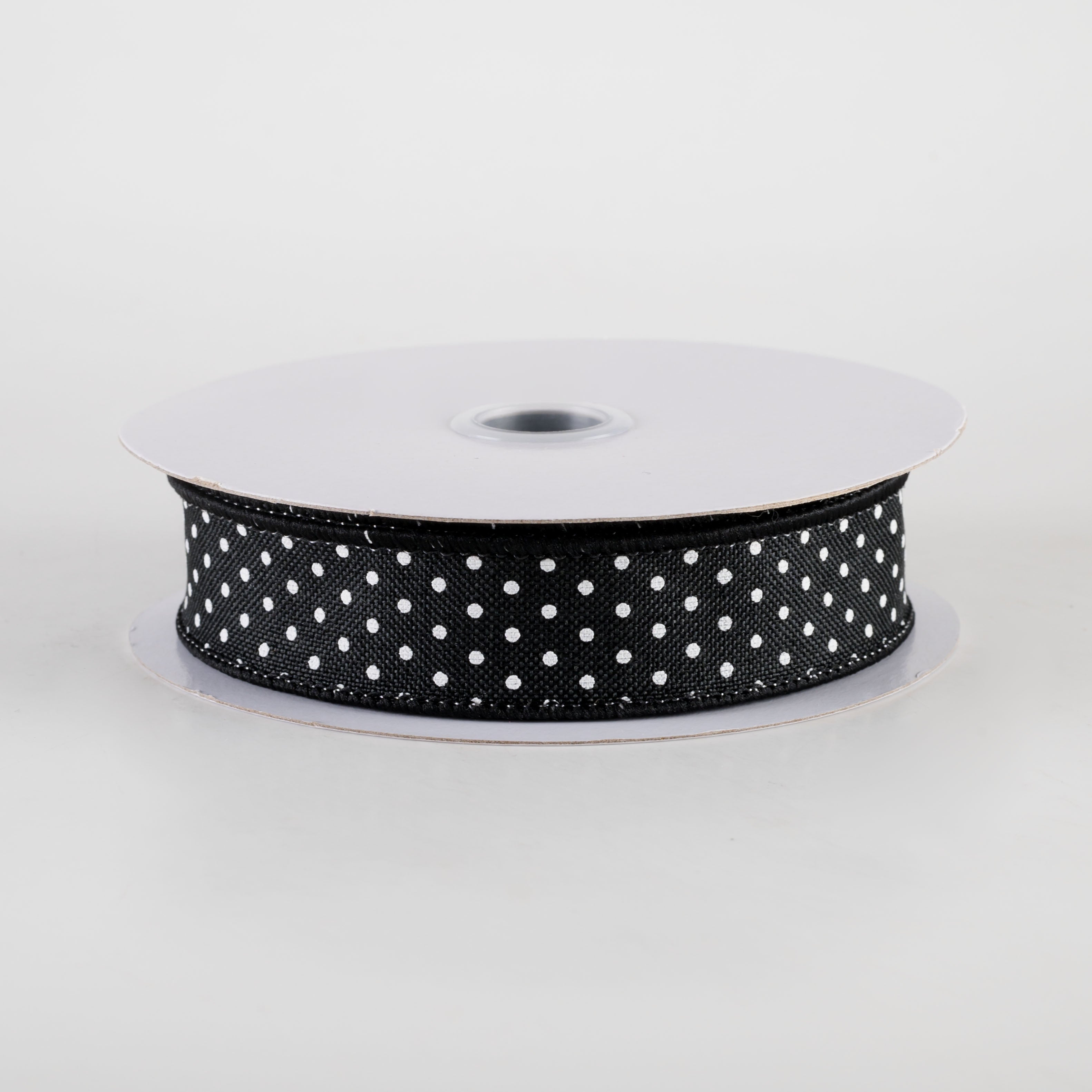 7/8" Swiss Dots Ribbon: Black & White (10 Yards)