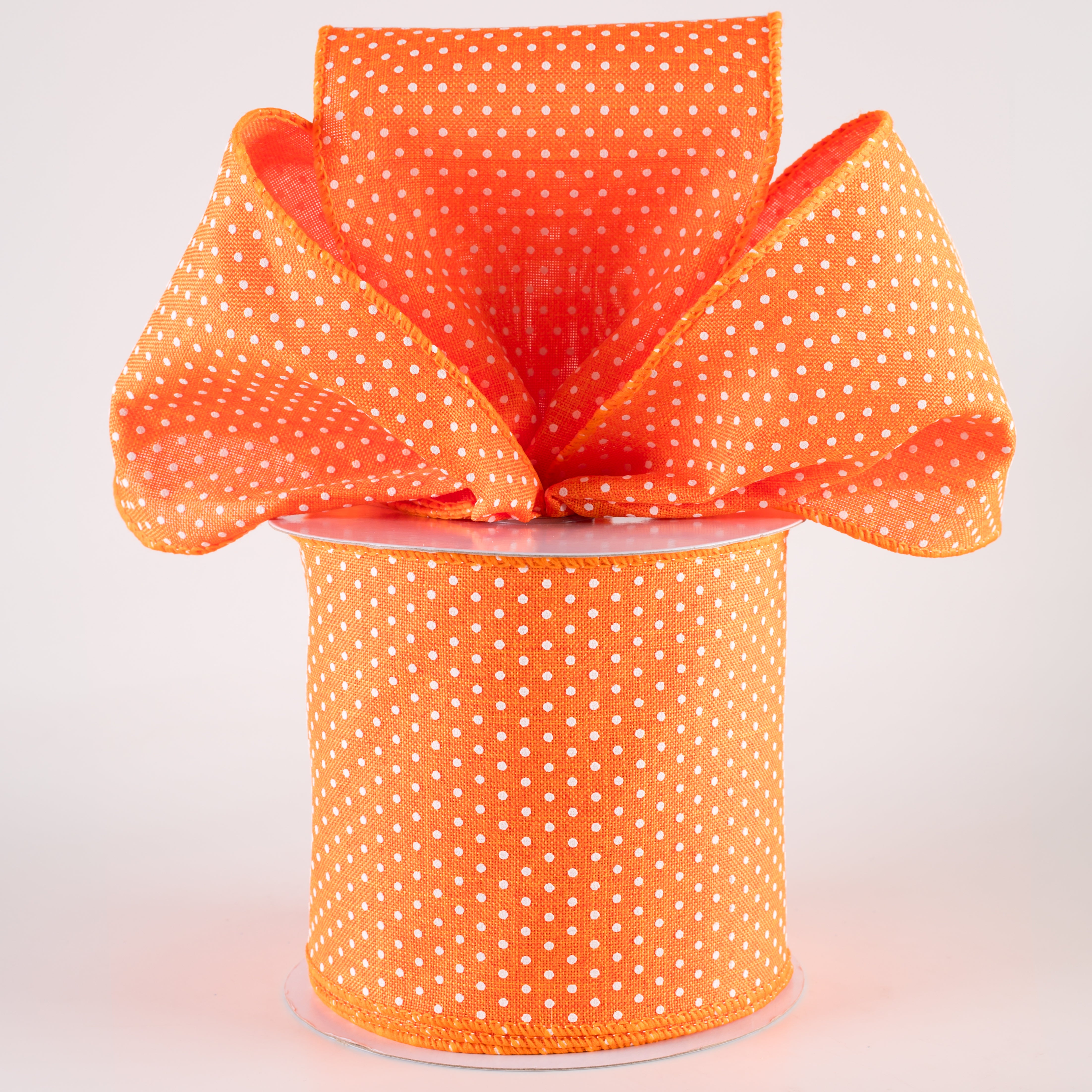 4" Swiss Dots Ribbon: New Orange & White (10 Yards) Lifestyle Photo