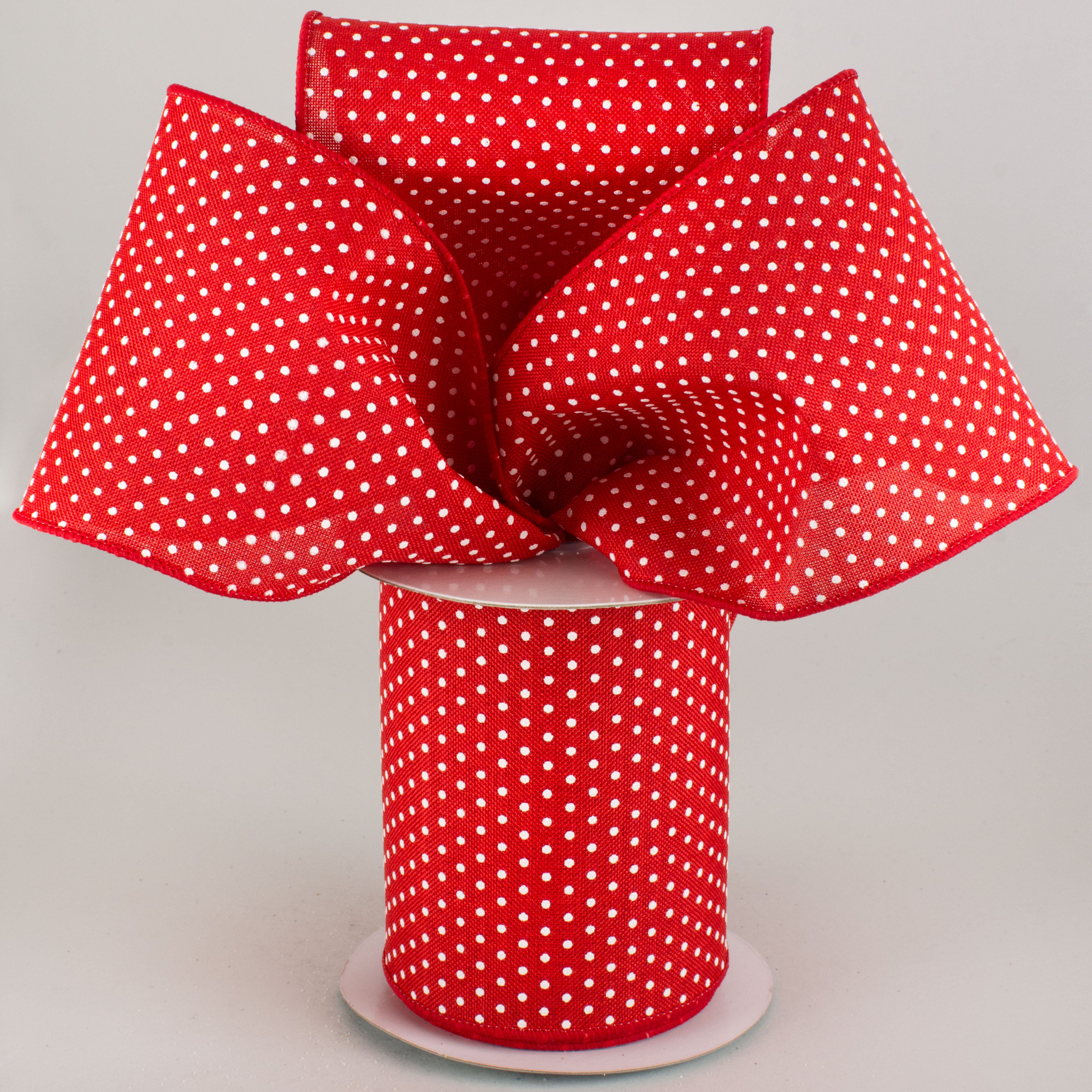 4" Swiss Dots Ribbon: Red & White (10 Yards) Lifestyle Photo
