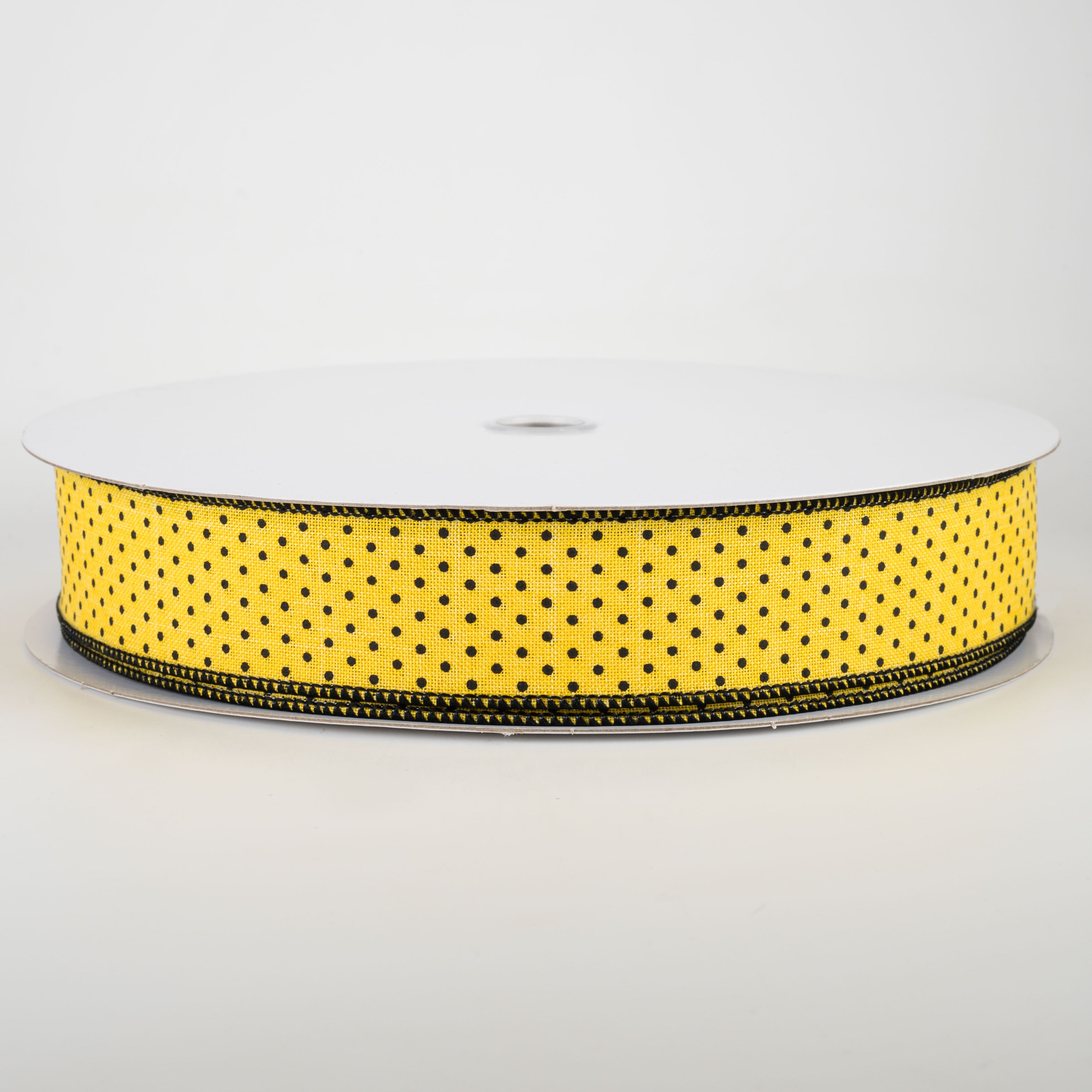 1.5" Swiss Dots Ribbon: Sun Yellow & Black (50 Yards)