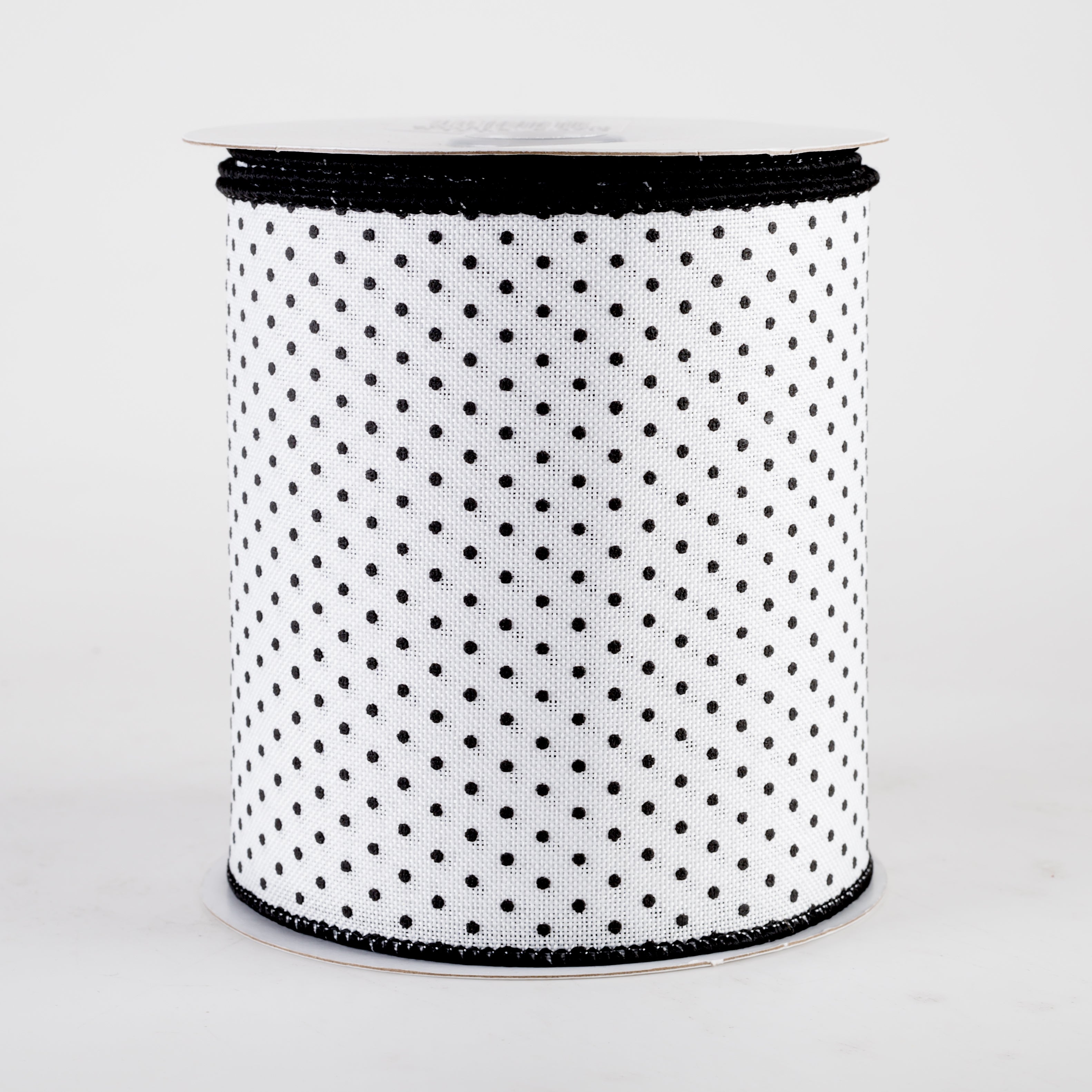 4" Swiss Dots Ribbon: White & Black (10 Yards)
