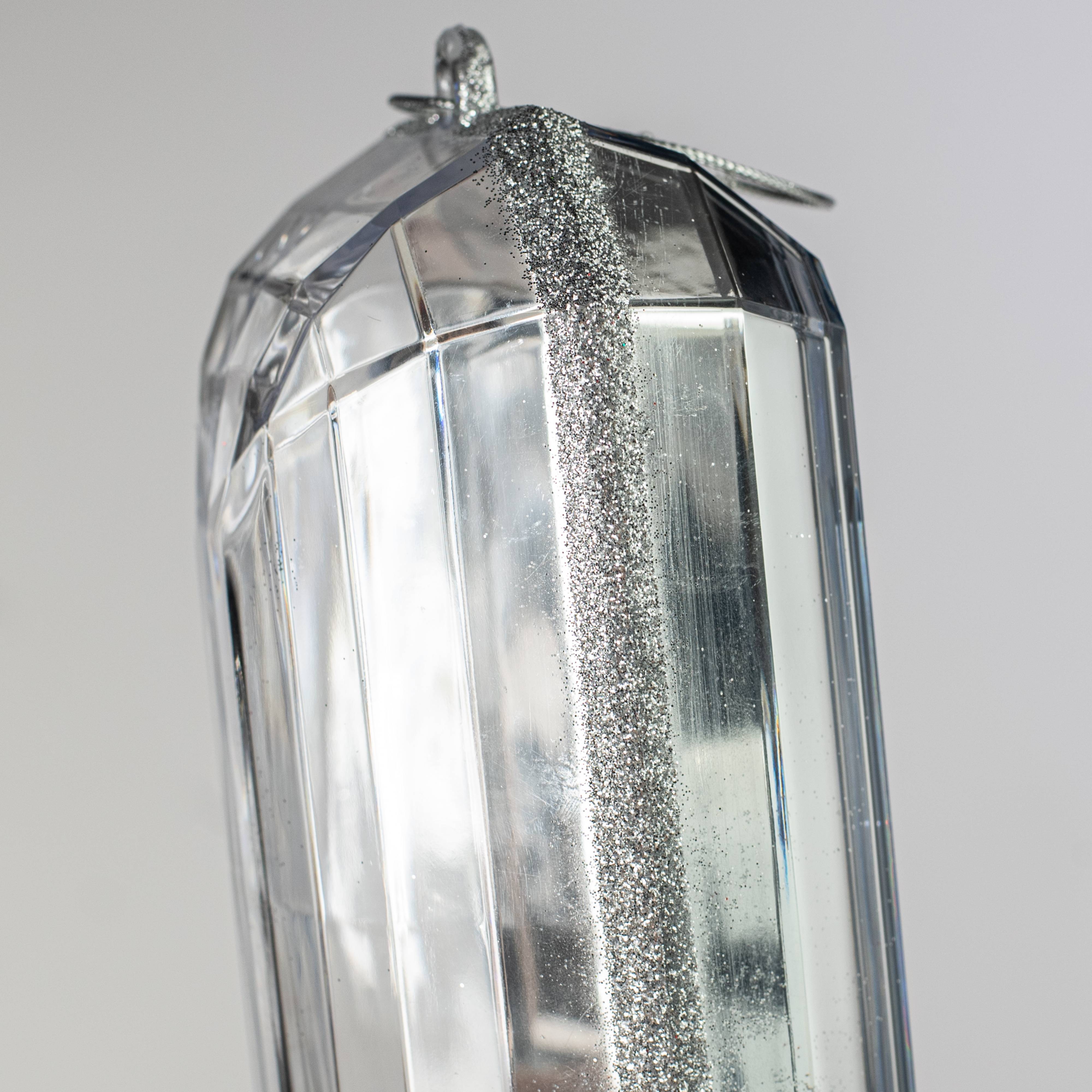 7.75" Tall Jewel Gem Ornament: Silver detail photo 3