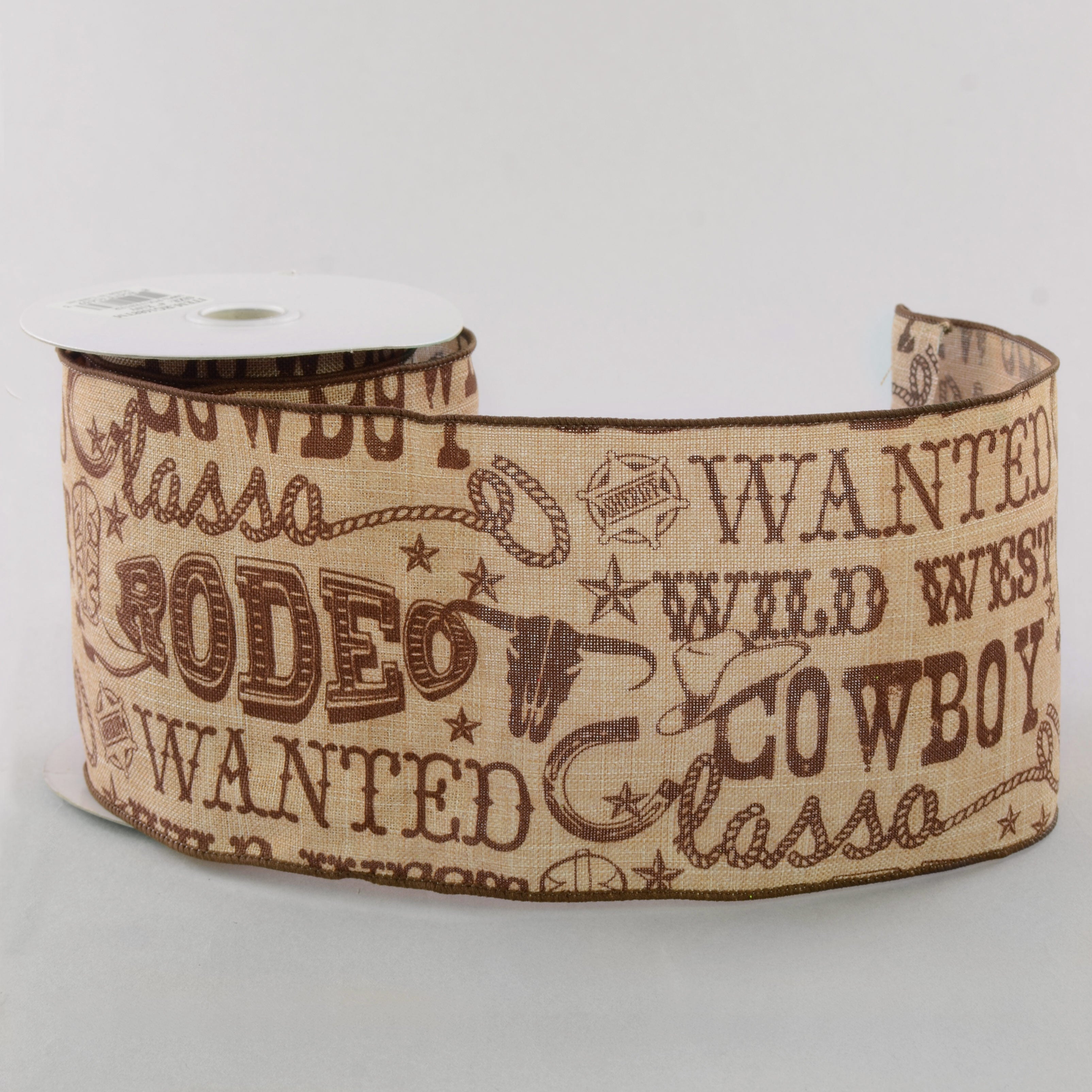 4" Tan Canvas Cowboy Western Ribbon: Brown (10 Yards) detail photo 3