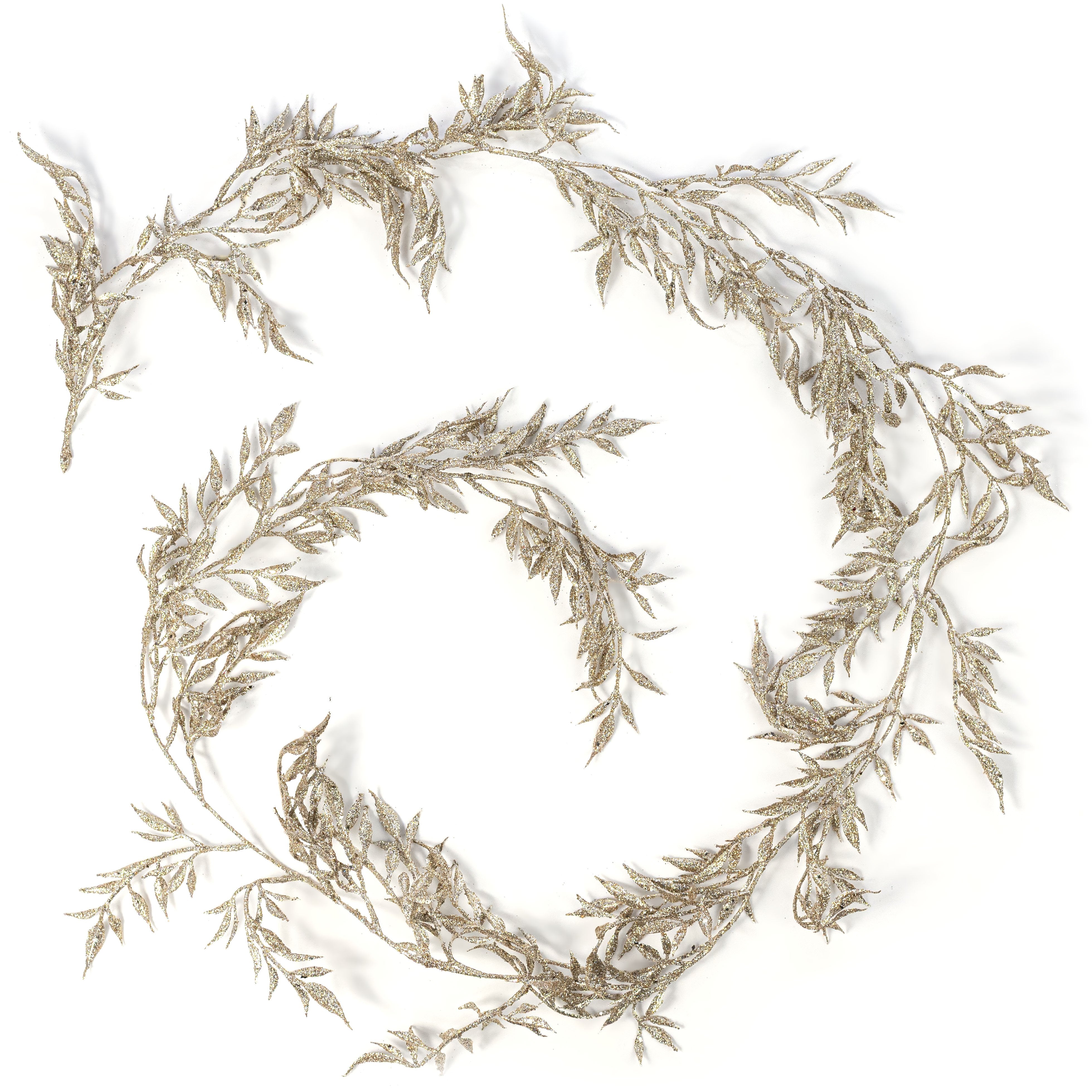 6' Tea Leaf Glitter Garland: Champagne Gold Item Number: 226492