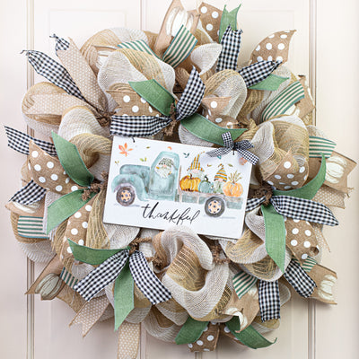 10" Thankful Fall Truck Hanging Sign Lifestyle Photo