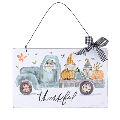 10" Thankful Fall Truck Hanging Sign