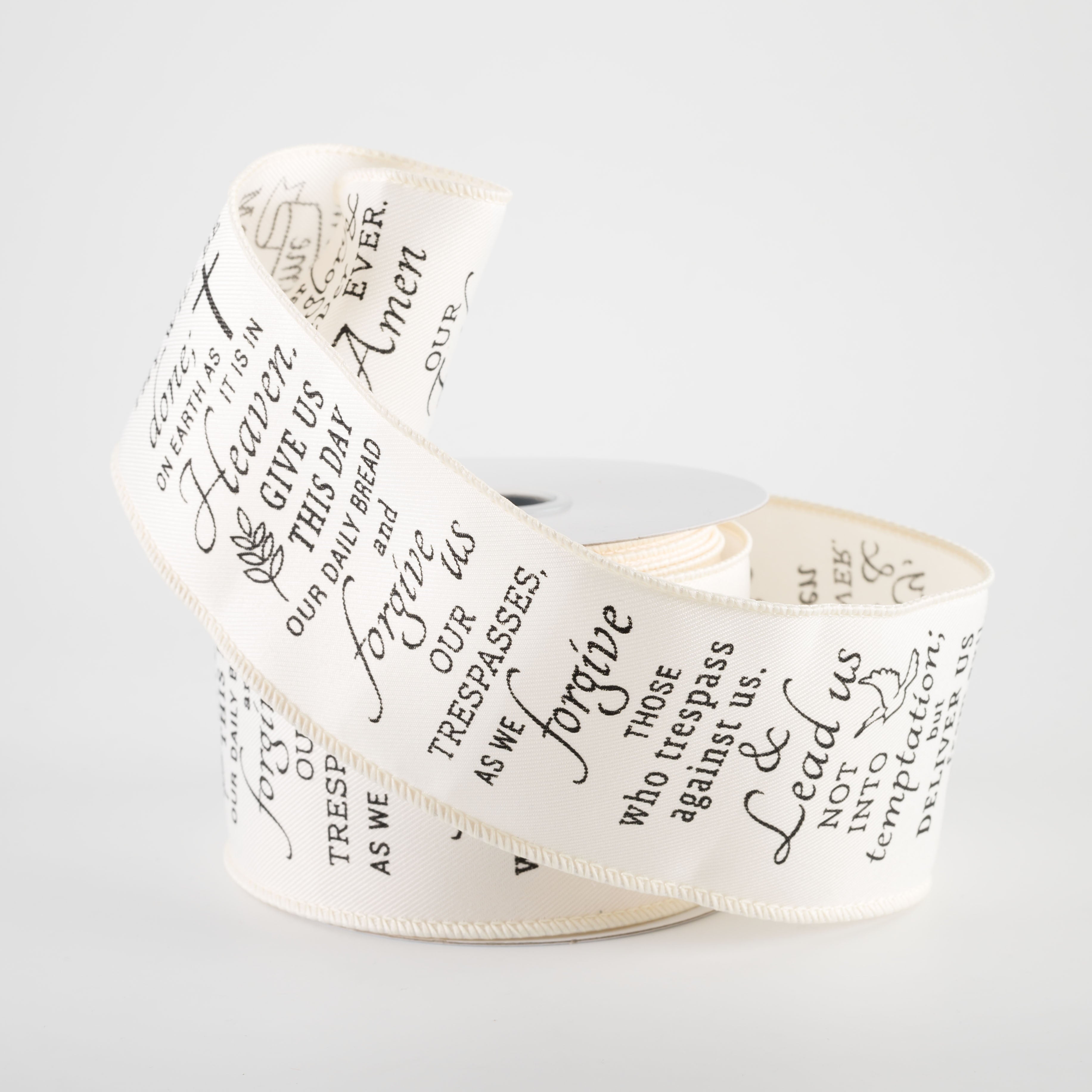 2.5" The Lord's Prayer Ribbon: Ivory (10 Yards) Lifestyle Photo