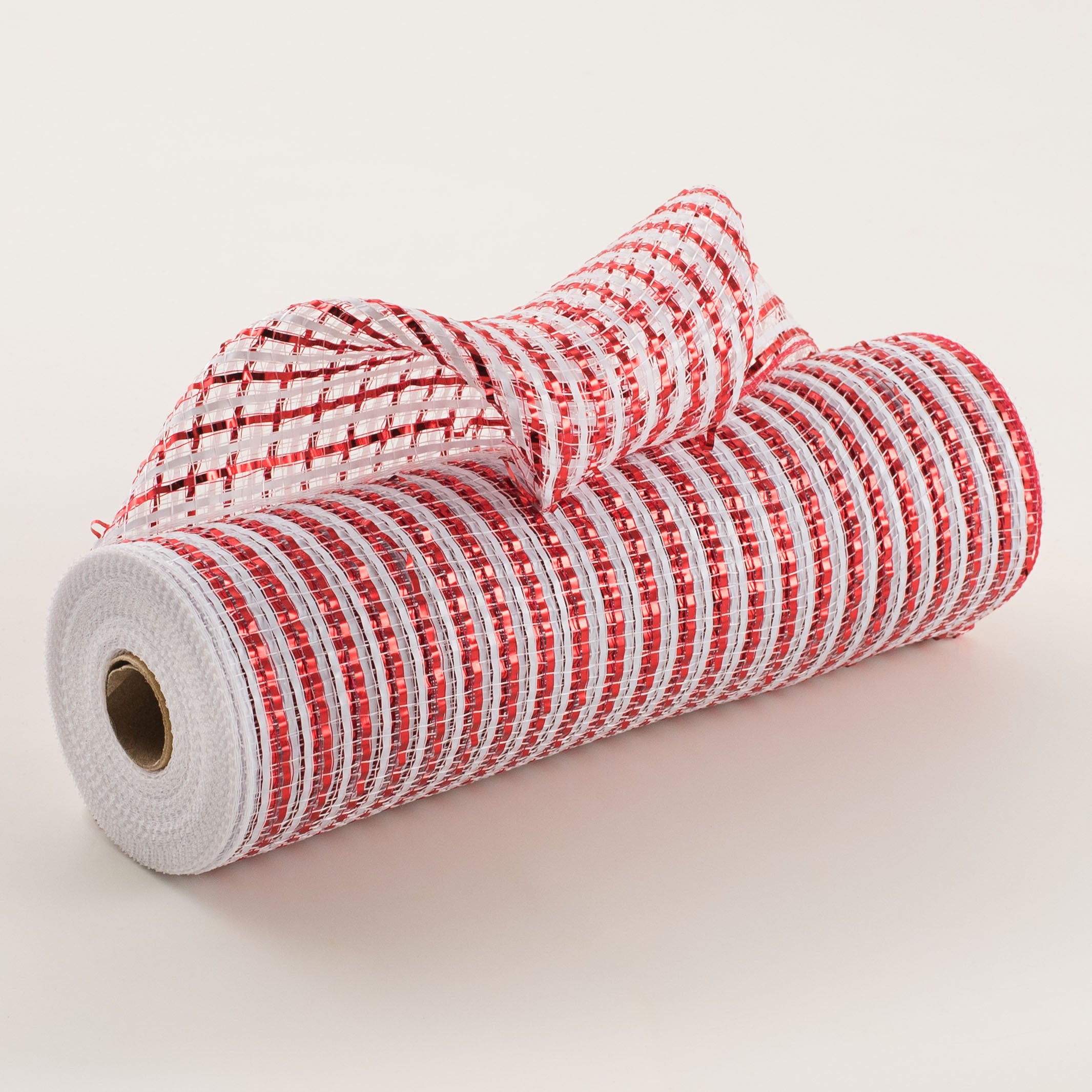 10" Thin Bold Stripe Deco Mesh: Red & White Item Number: XB100510-12