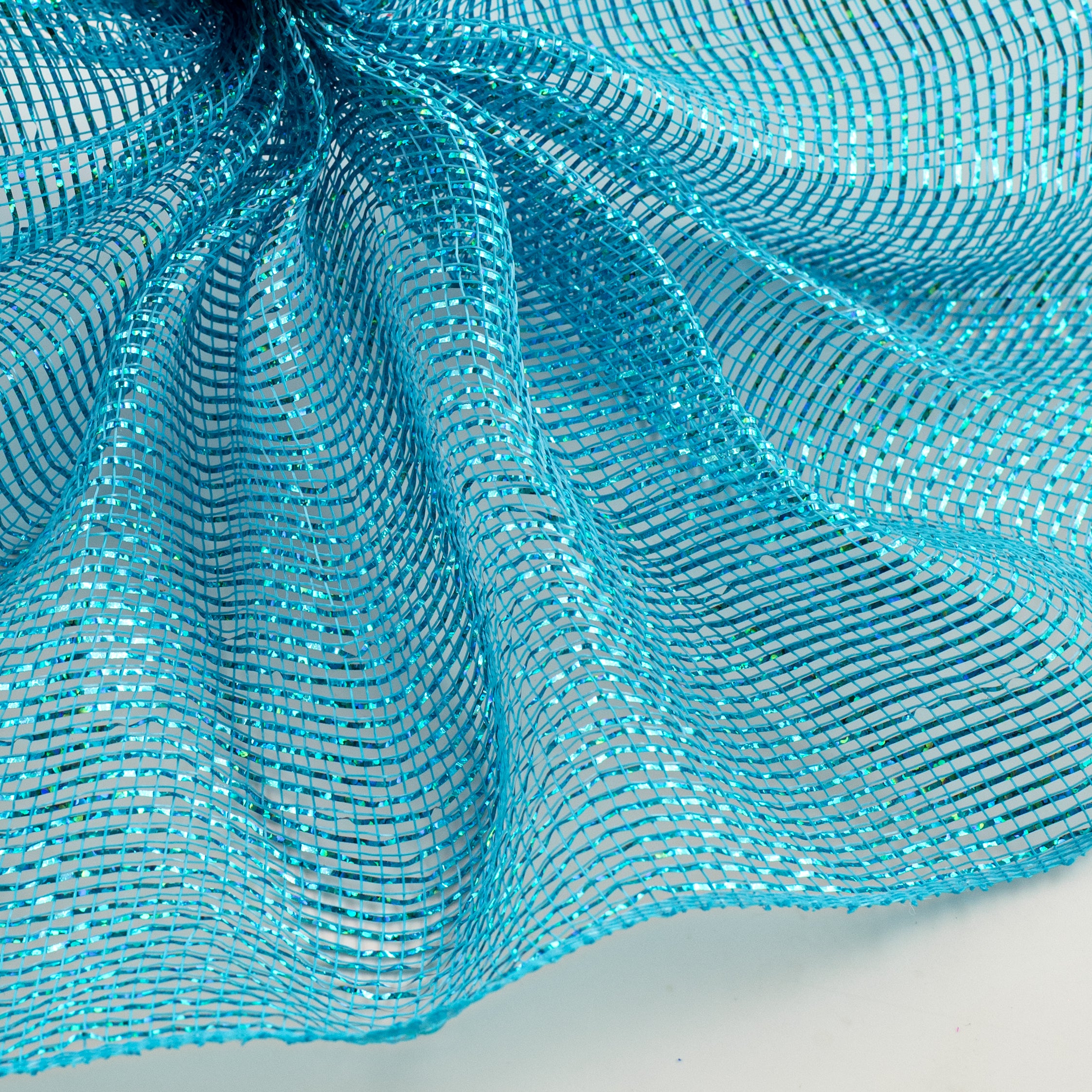 10" Thin Laser Foil Mesh: Turquoise Blue Lifestyle Photo