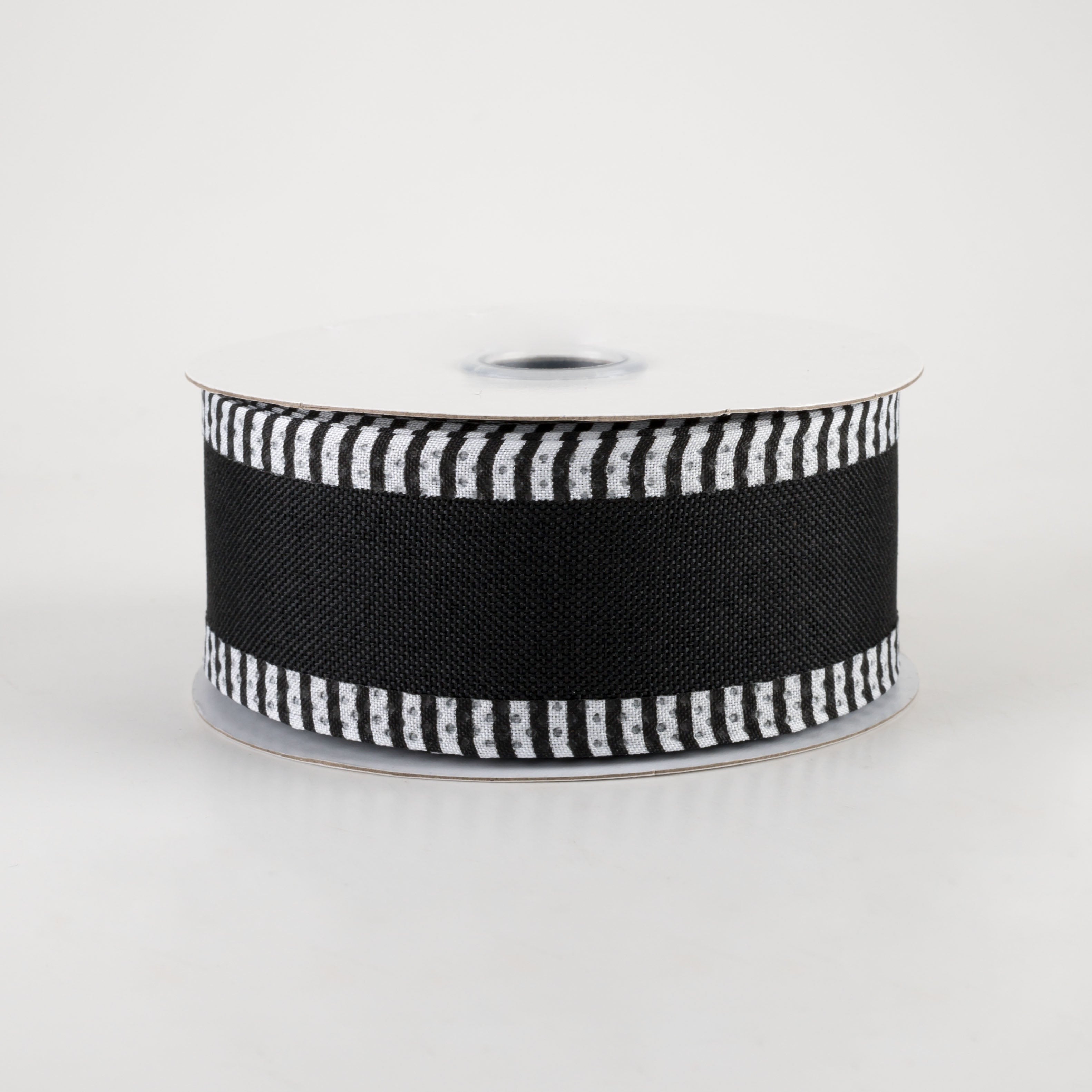 1.5" Thin Stripe Edge Ribbon: Black (10 Yards)