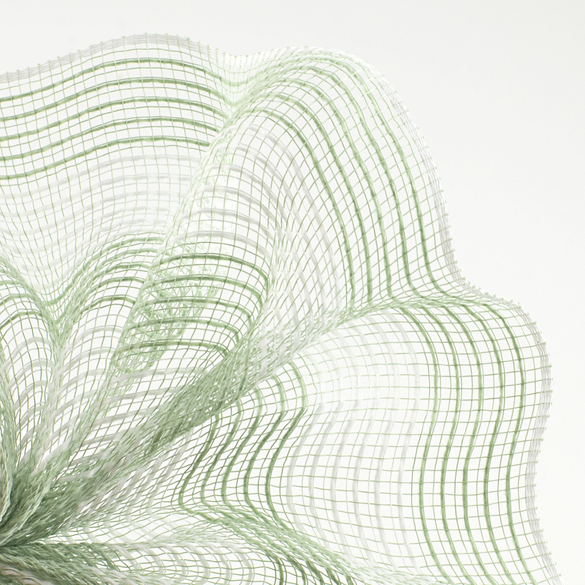 10" Thin Stripe Fabric Mesh: Sage Green & White Lifestyle Photo