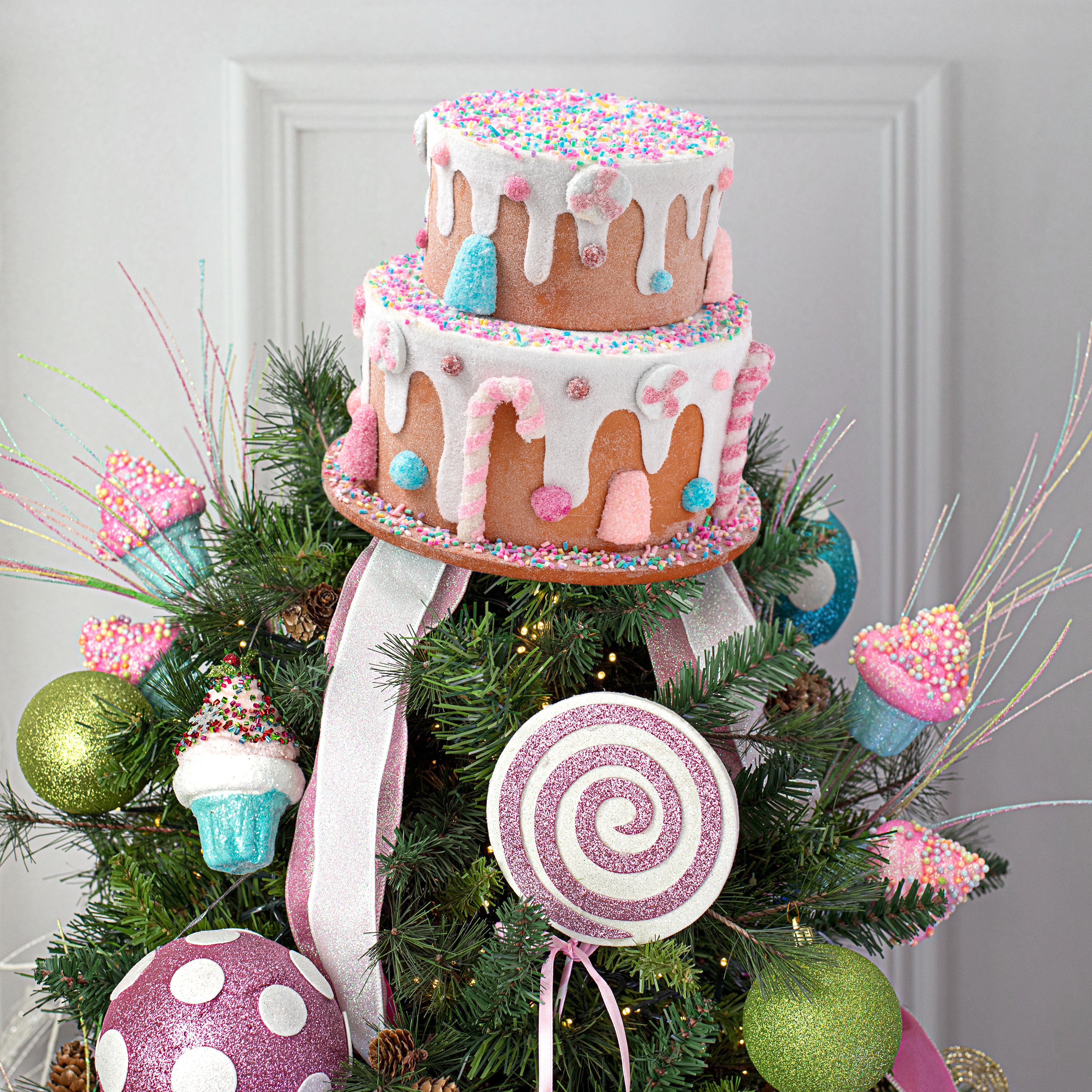 9" 2-Tier Christmas Candy Cake Decoration Lifestyle Photo