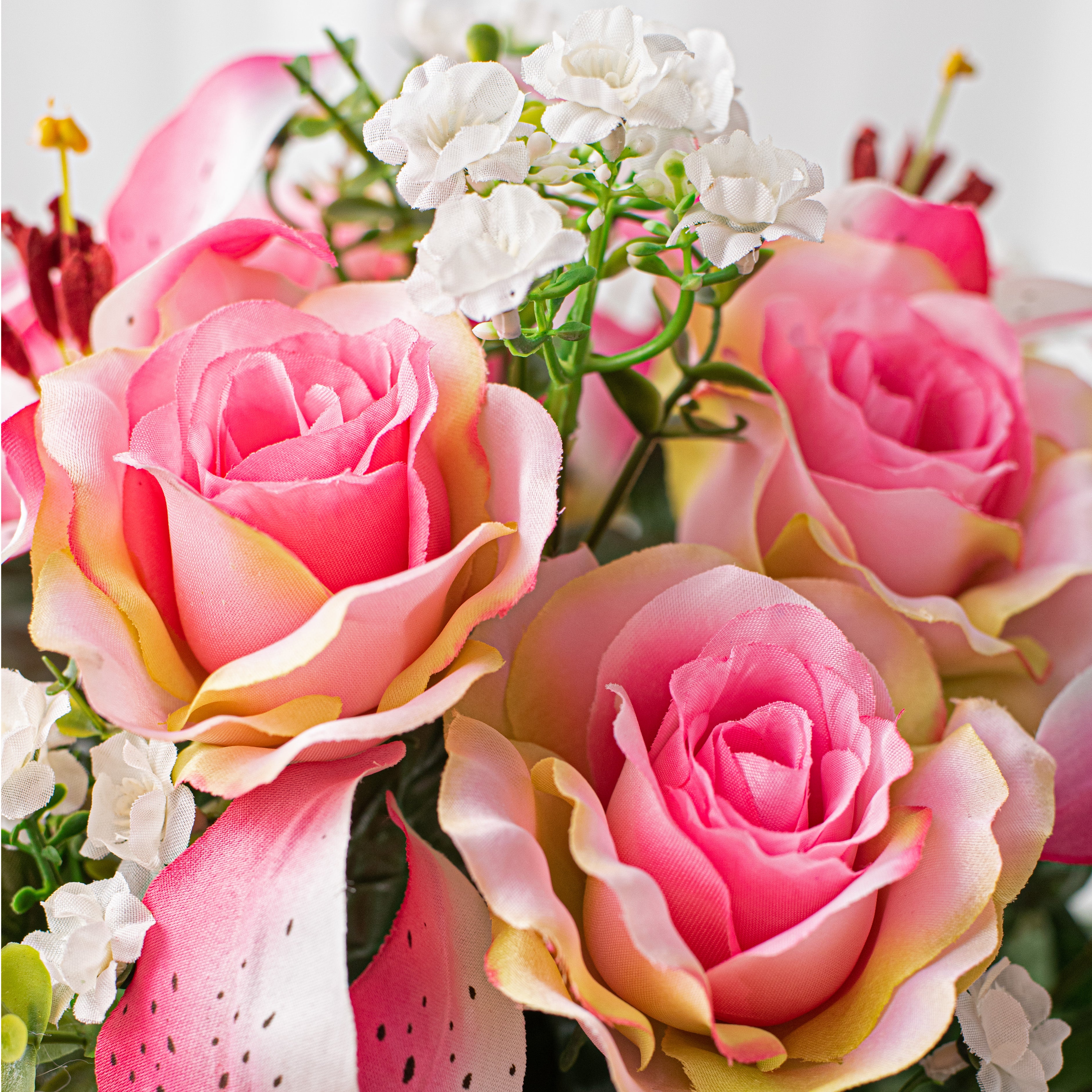 22" Tiger Lily, Rose, Peach Blossom Bush: Pink Lifestyle Photo