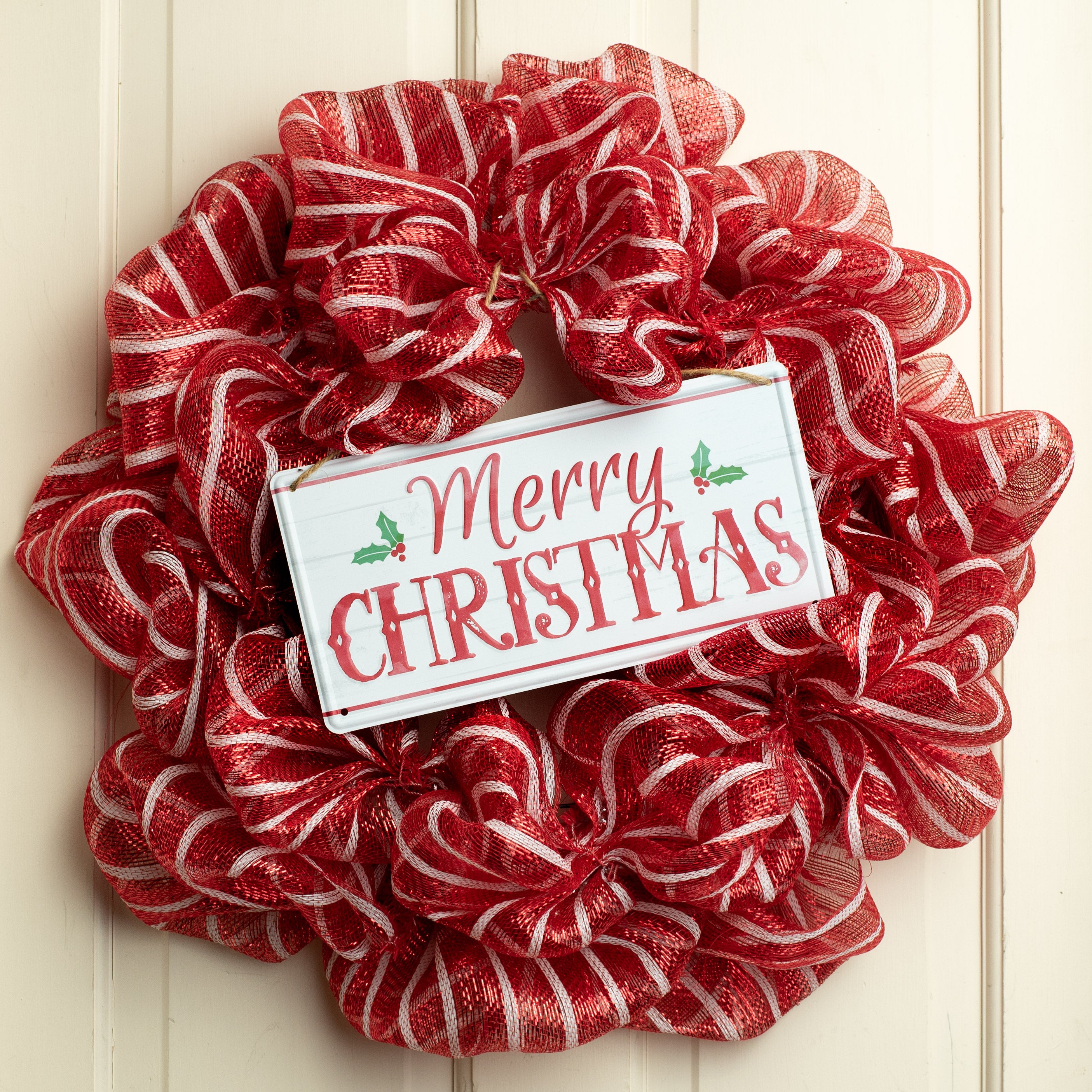 12" Tin Sign: Vintage Merry Christmas Lifestyle Photo
