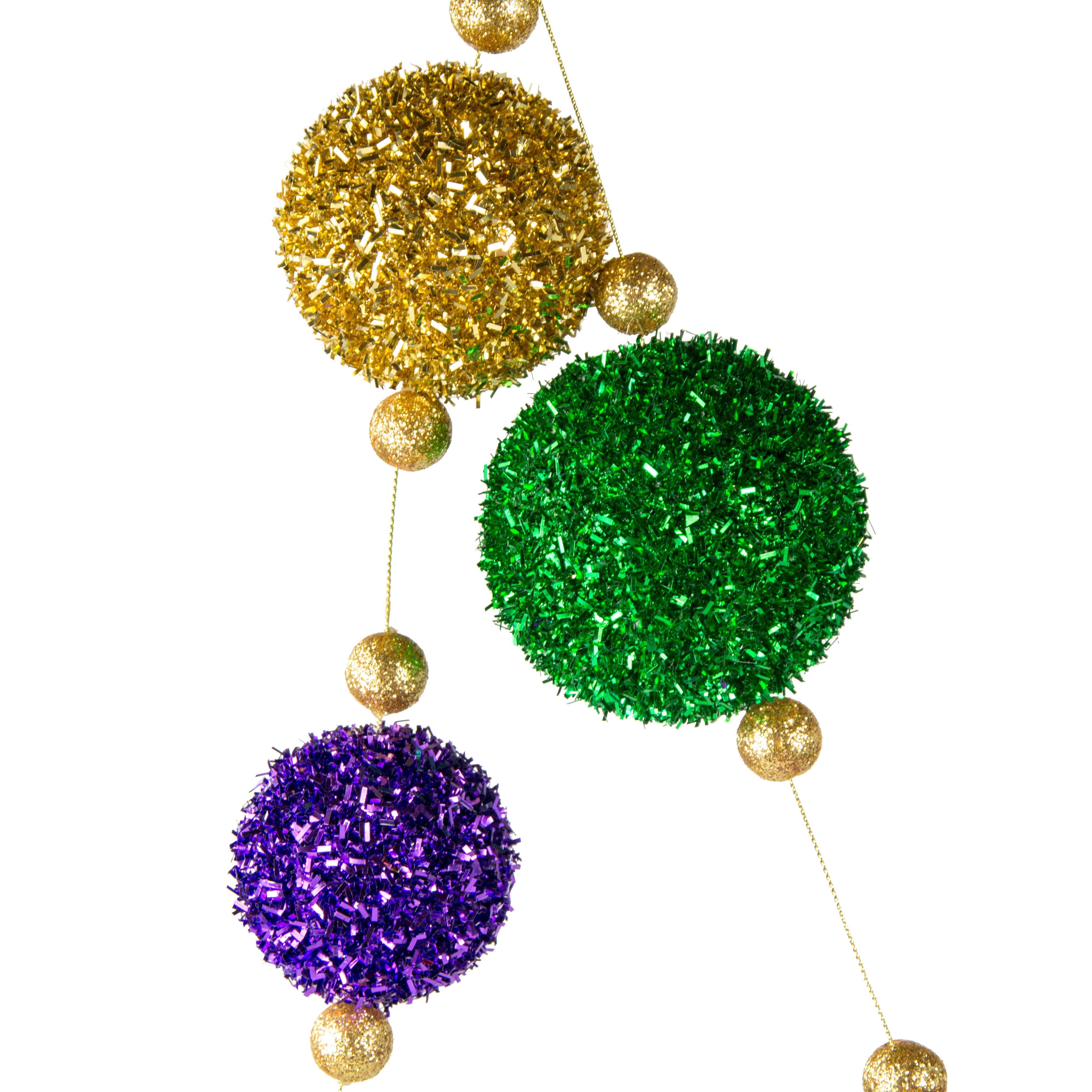 6' Tinsel Ball Garland: Mardi Gras detail photo 3