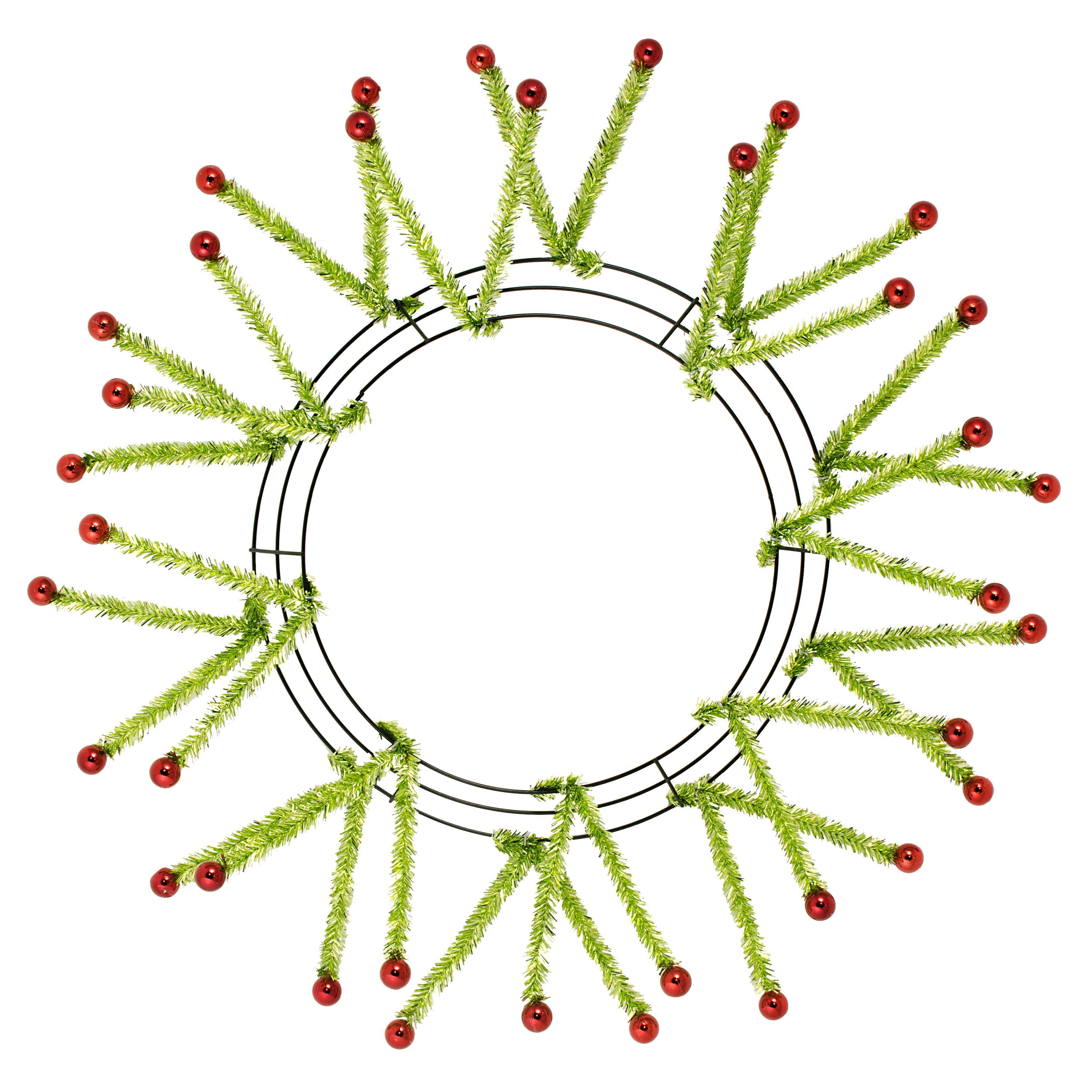 15-24" Tinsel Ball Work Wreath Form: Lime/Red Item Number: XX751563
