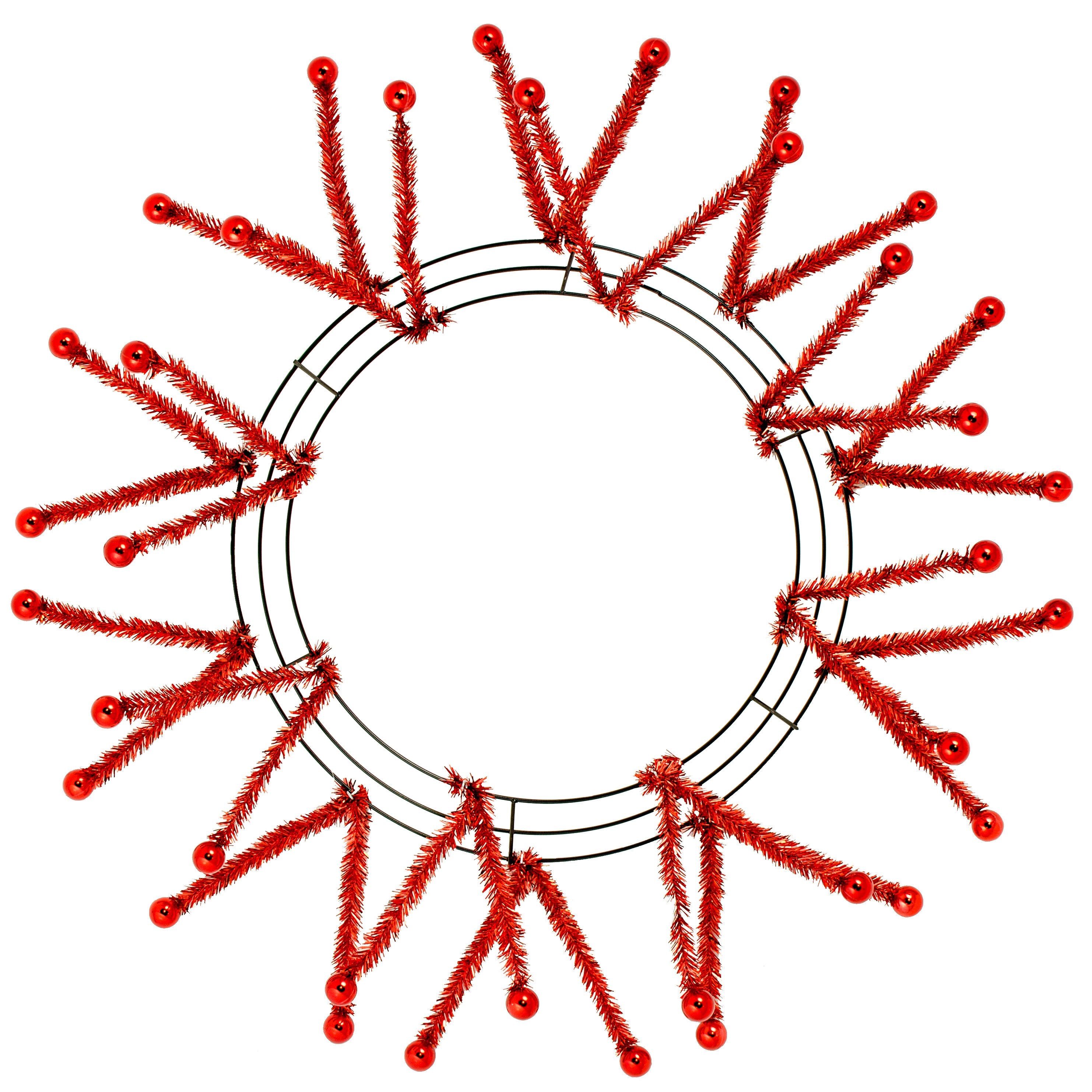 15-24" Tinsel Ball Work Wreath Form: Red Item Number: XX751524