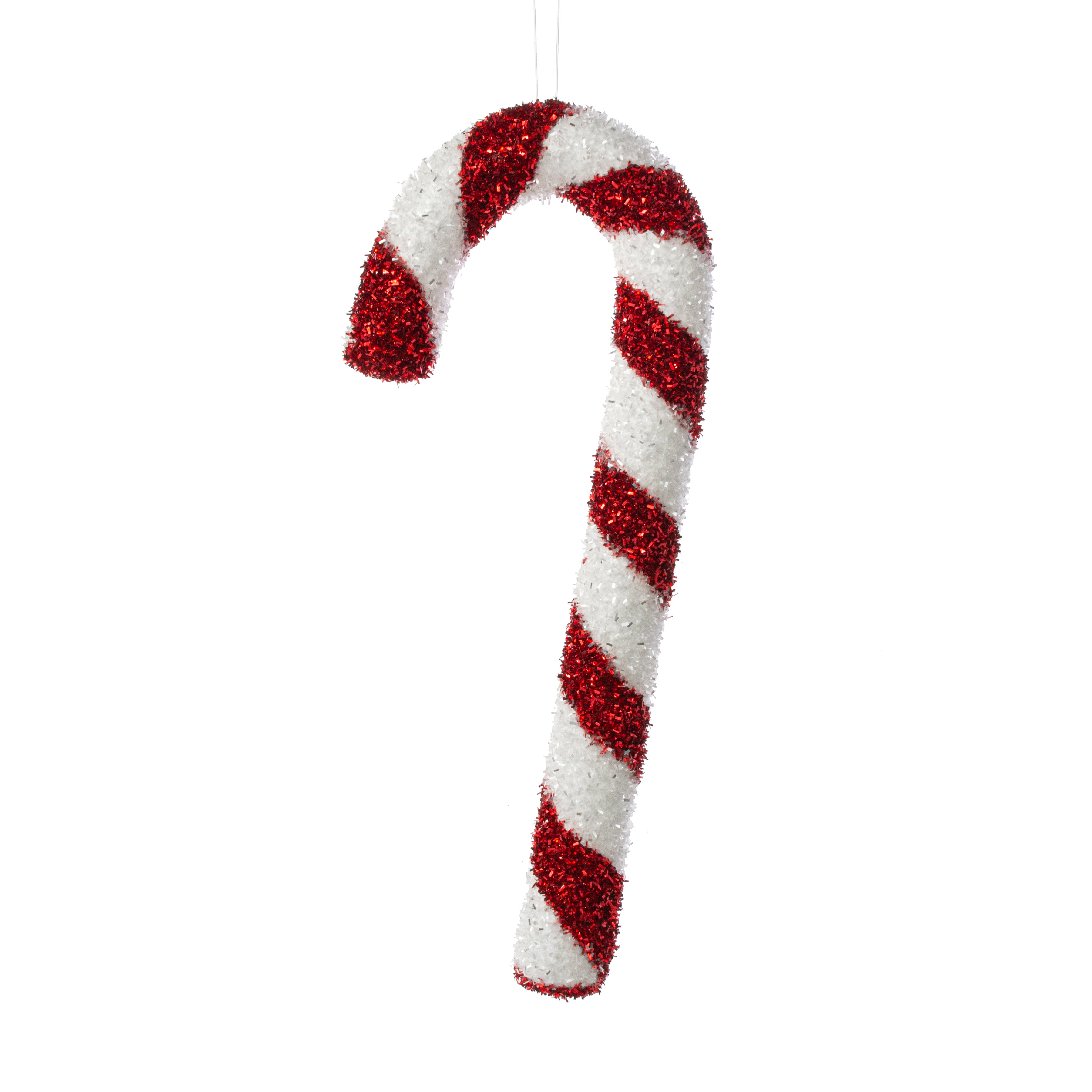 14" Tinsel Candy Cane Ornament Item Number: XJ9607