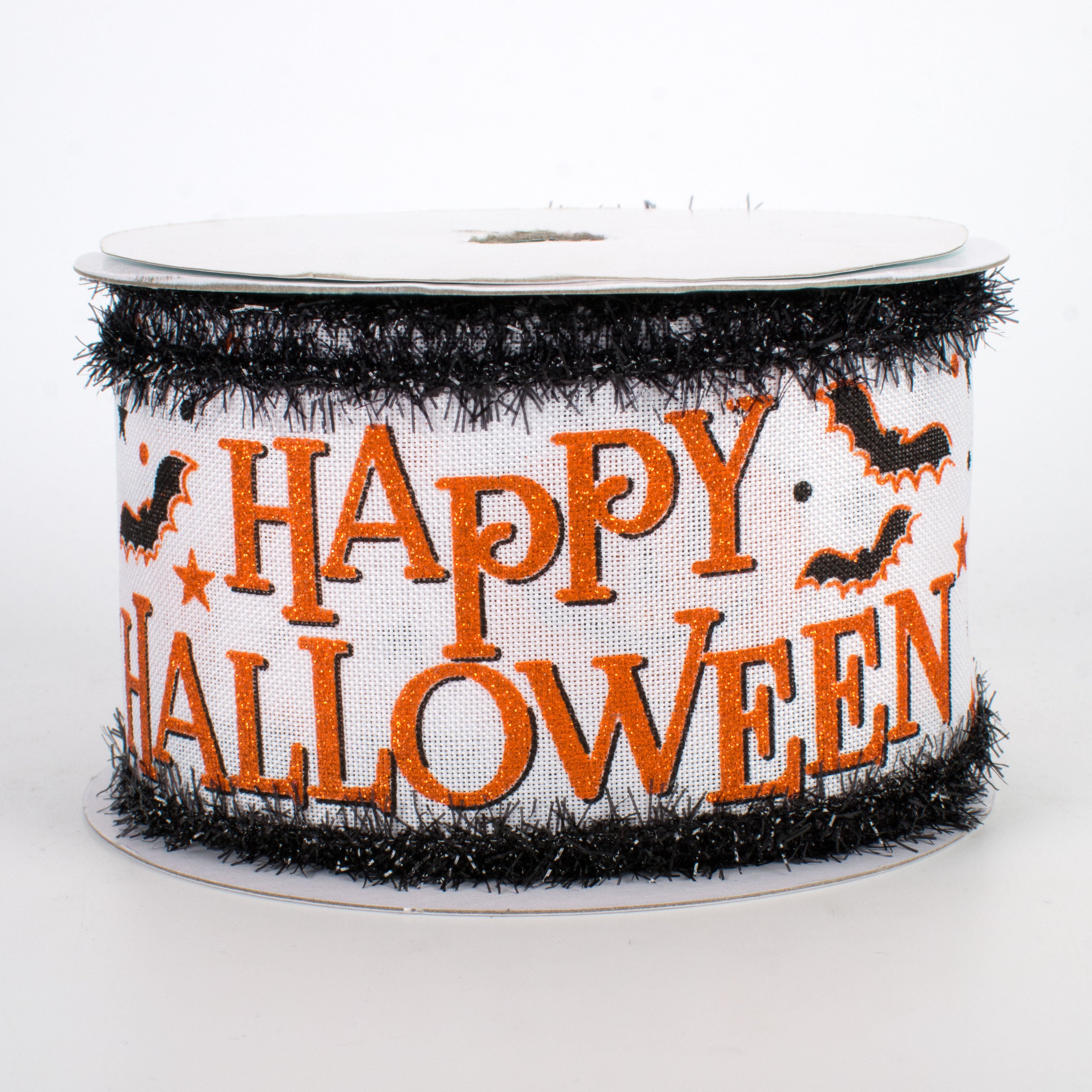 2.5" Tinsel Edge Ribbon: Happy Halloween (10 Yards)