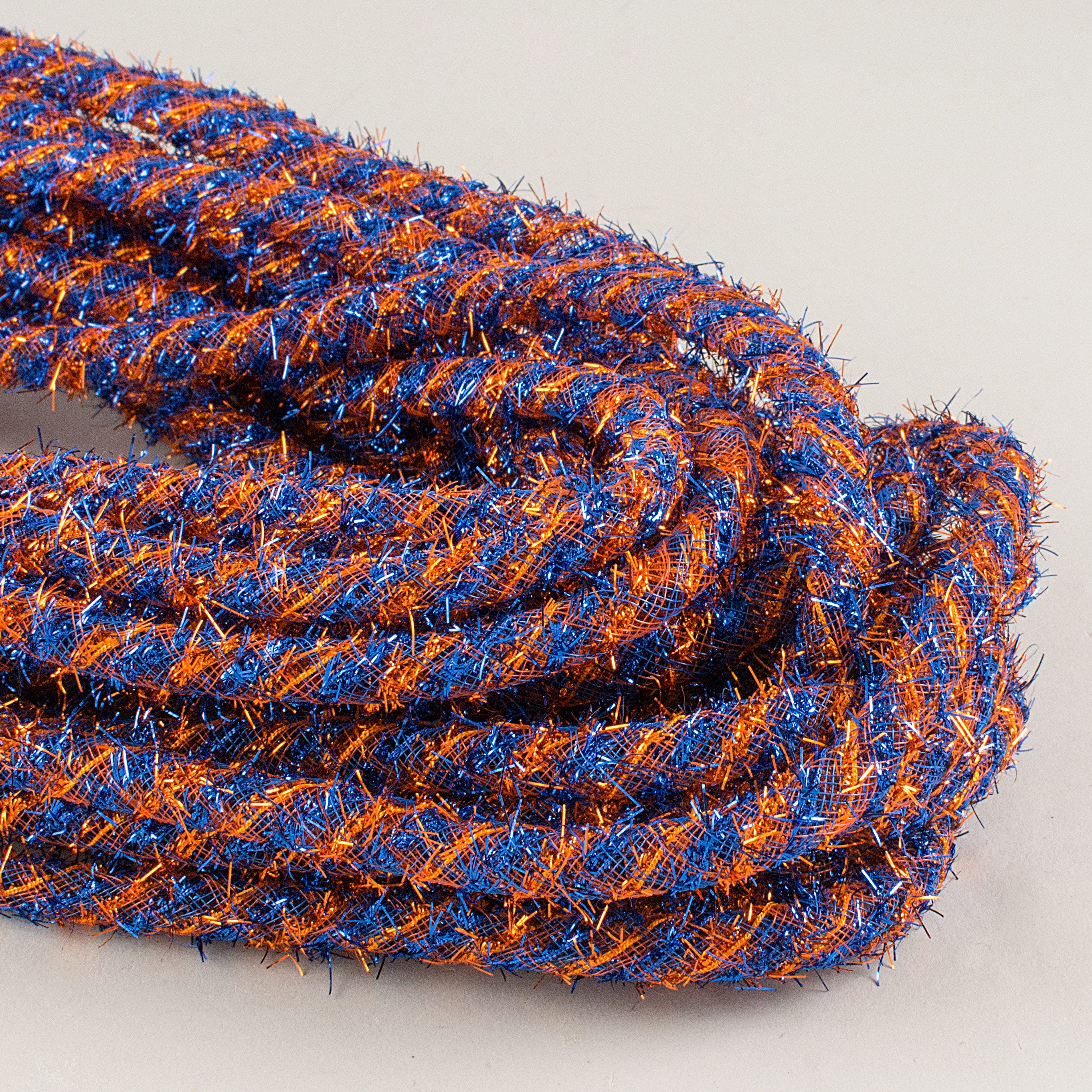 Tinsel Flex Tubing Ribbon: Royal Blue & Orange (20 Yards) Item Number: RE3542M2