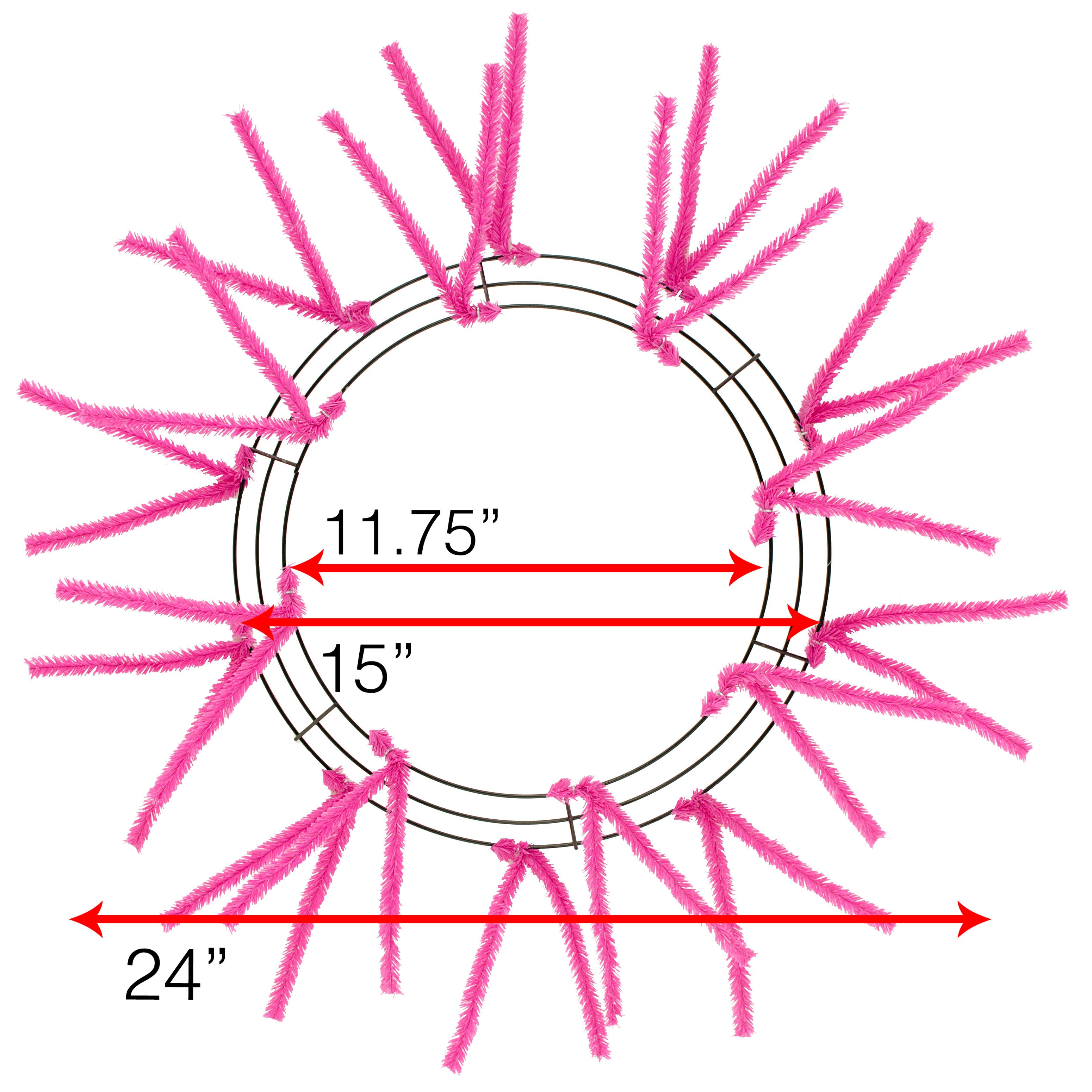 15-24" Tinsel Work Wreath Form: Hot Pink Lifestyle Photo