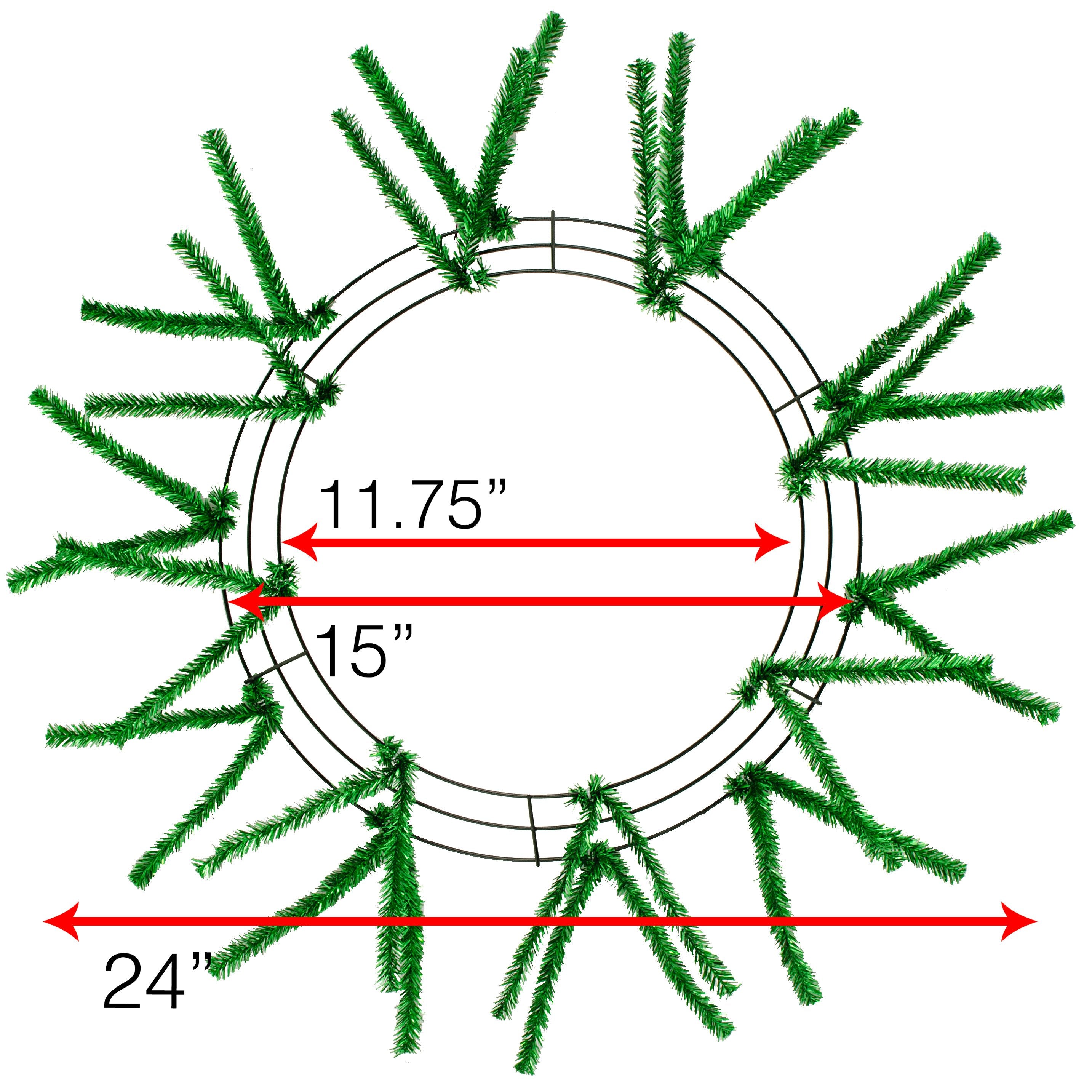 15-24" Tinsel Work Wreath Form: Metallic Green Lifestyle Photo