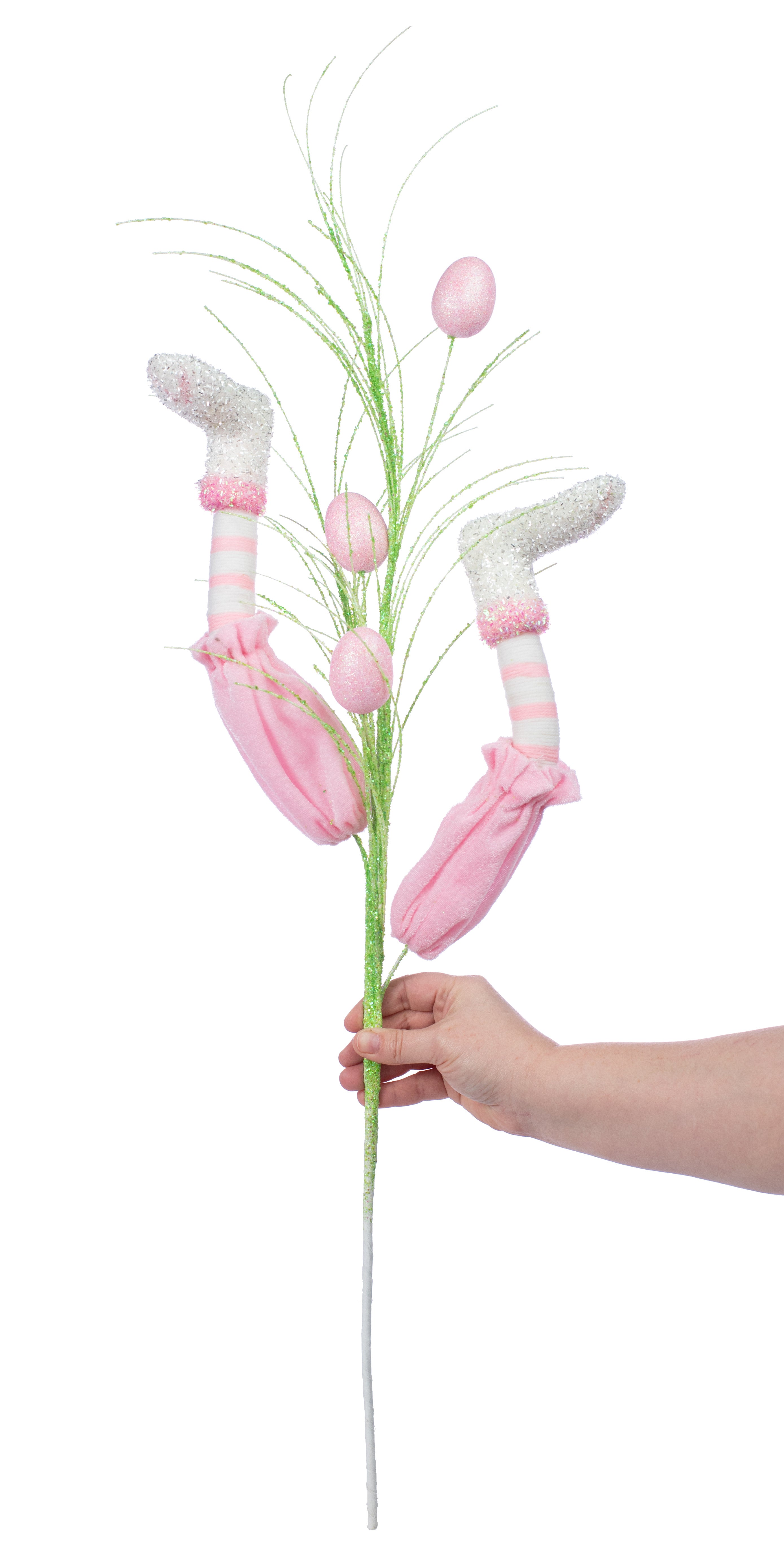 32" Tinsel & Yarn Bunny Leg Spray detail photo 3