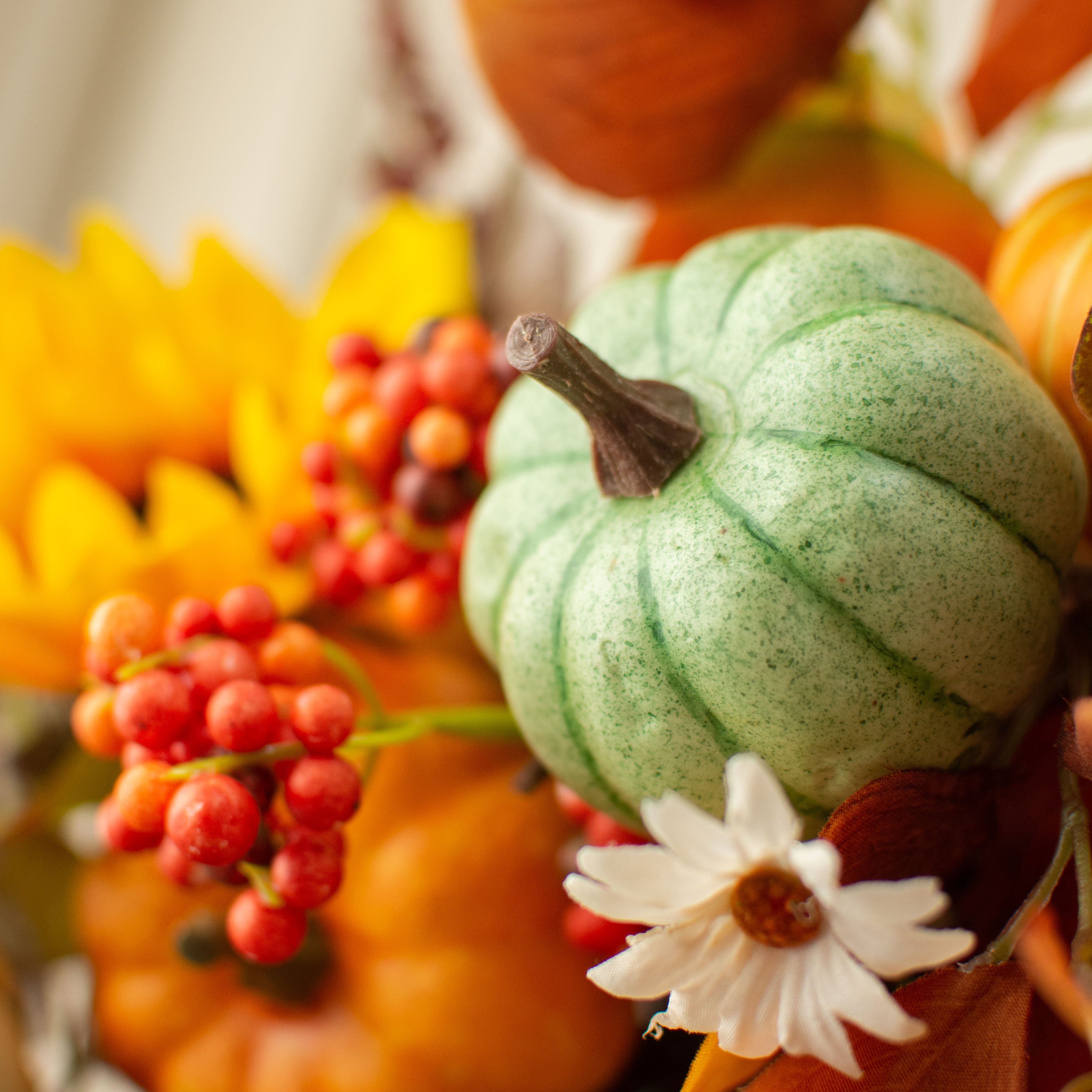 1.75" to 3.75" Assorted Artificial Pumpkins: Sage Fall (12) Lifestyle Photo