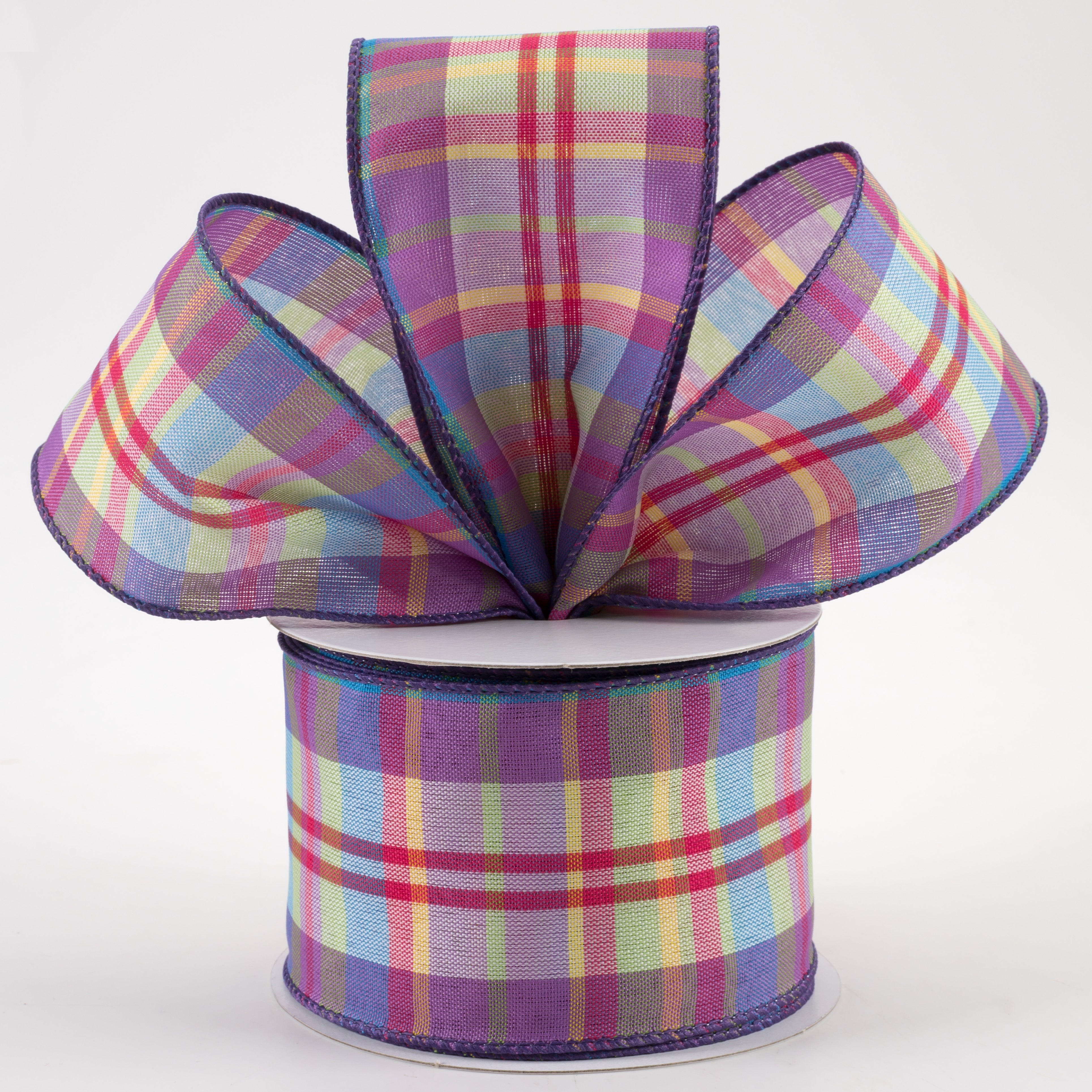 2.5" Toni Plaid Ribbon: Blue, Green, Pink, Yellow (10 Yards) Lifestyle Photo