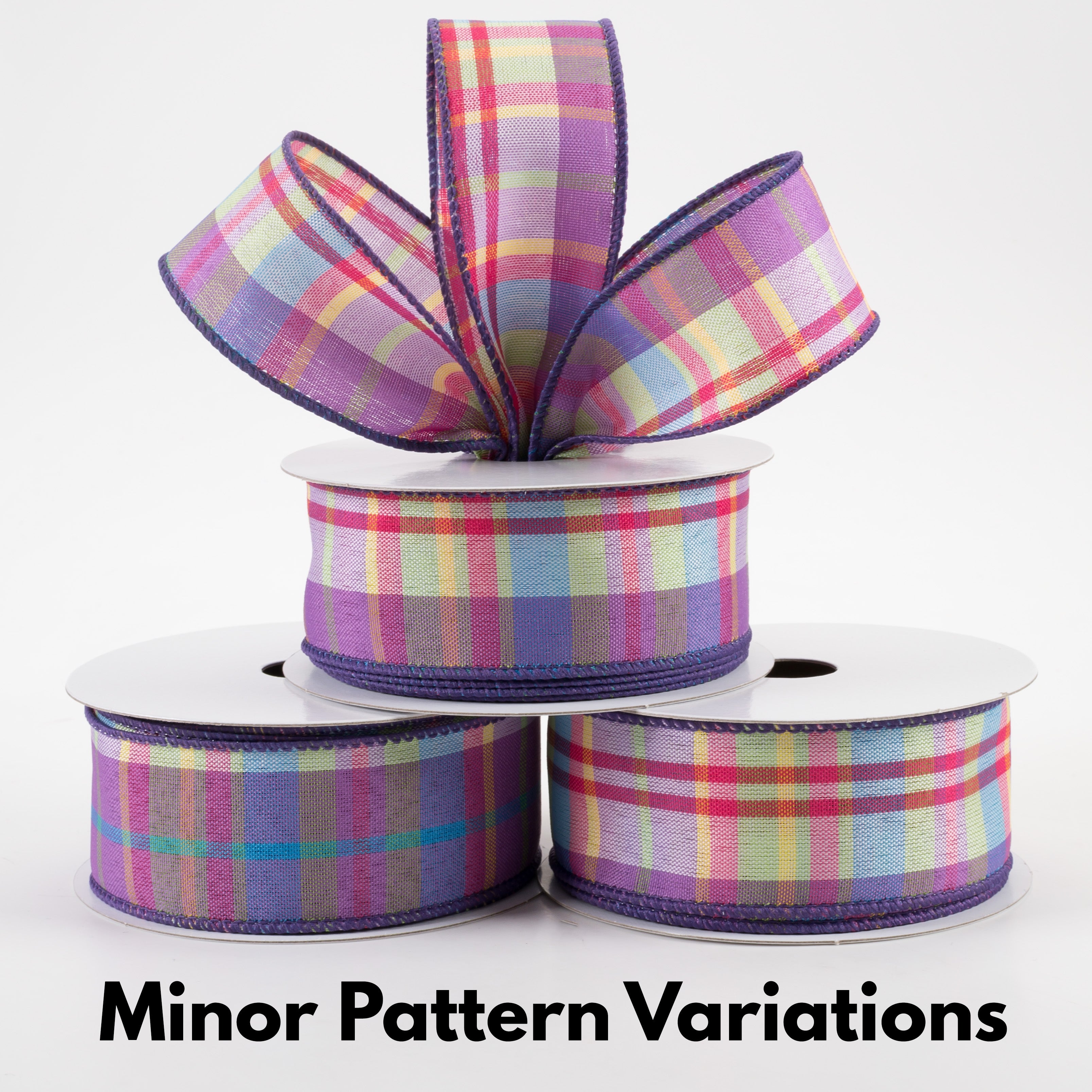 1.5" Toni Plaid Ribbon: Blue, Green, Pink, Yellow (10 Yards) Lifestyle Photo
