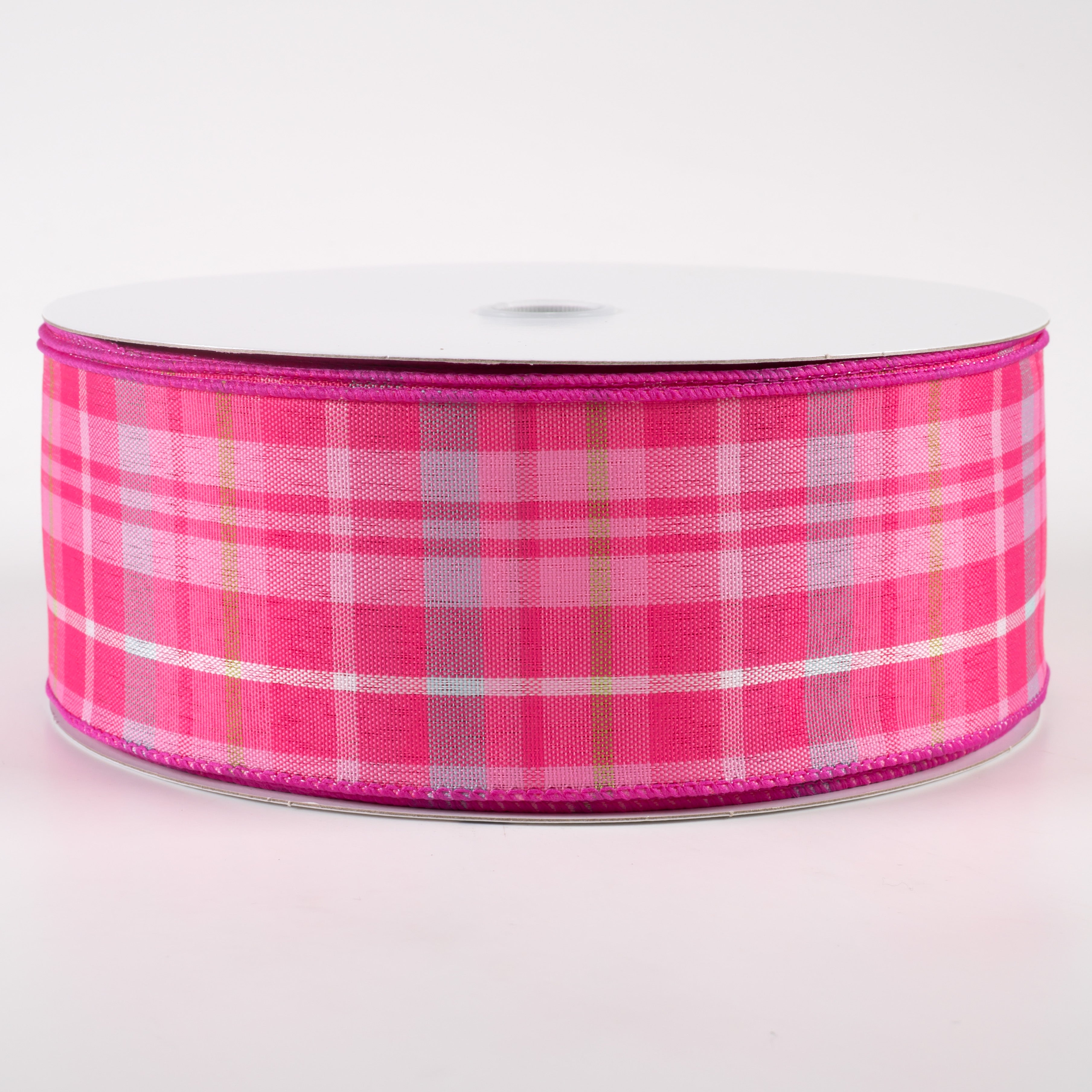 2.5" Toni Plaid Ribbon: Pink, Green, Blue, White (50 Yards) Item Number: 841-40-330