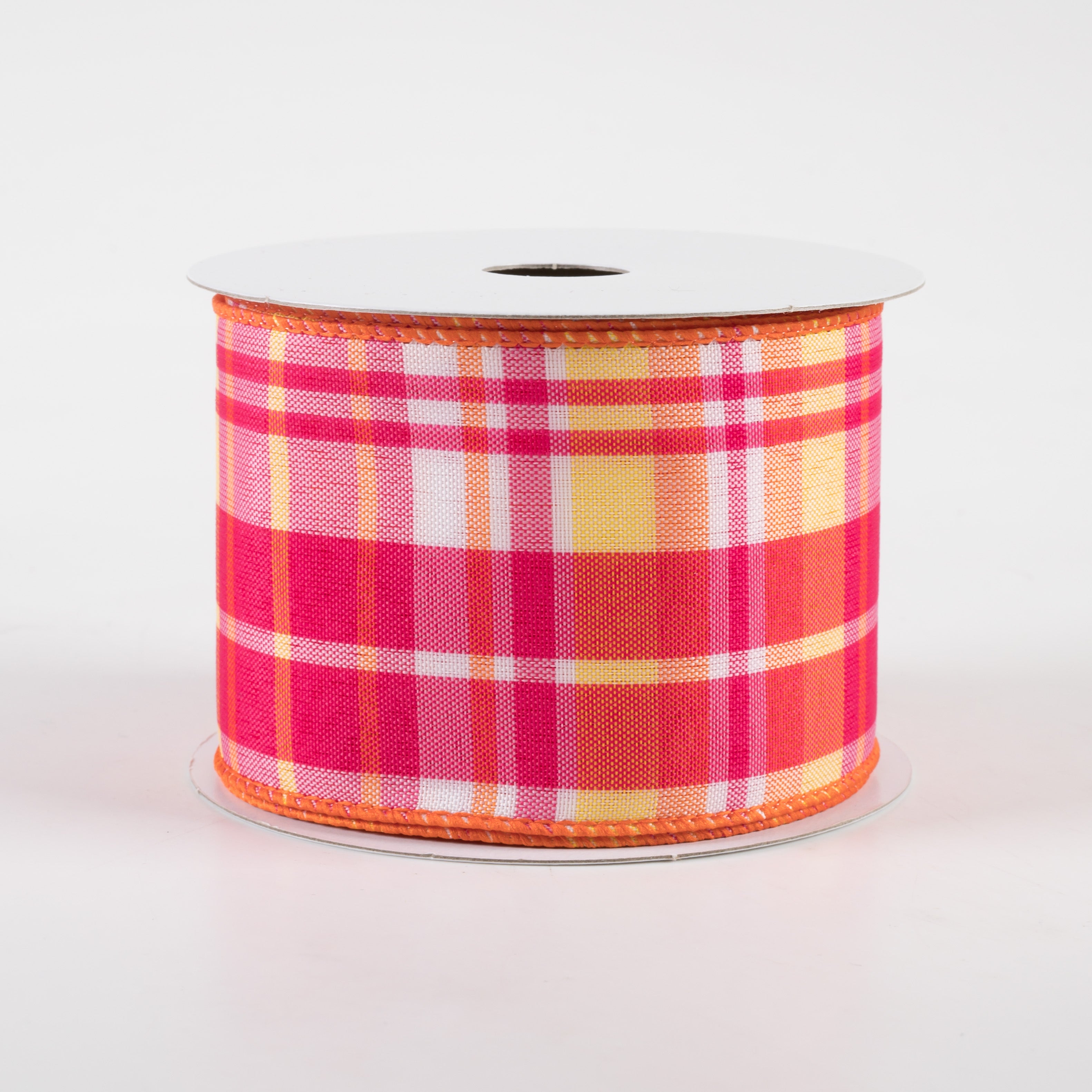 2.5" Toni Plaid Ribbon: Pink, Orange, Yellow (10 Yards)