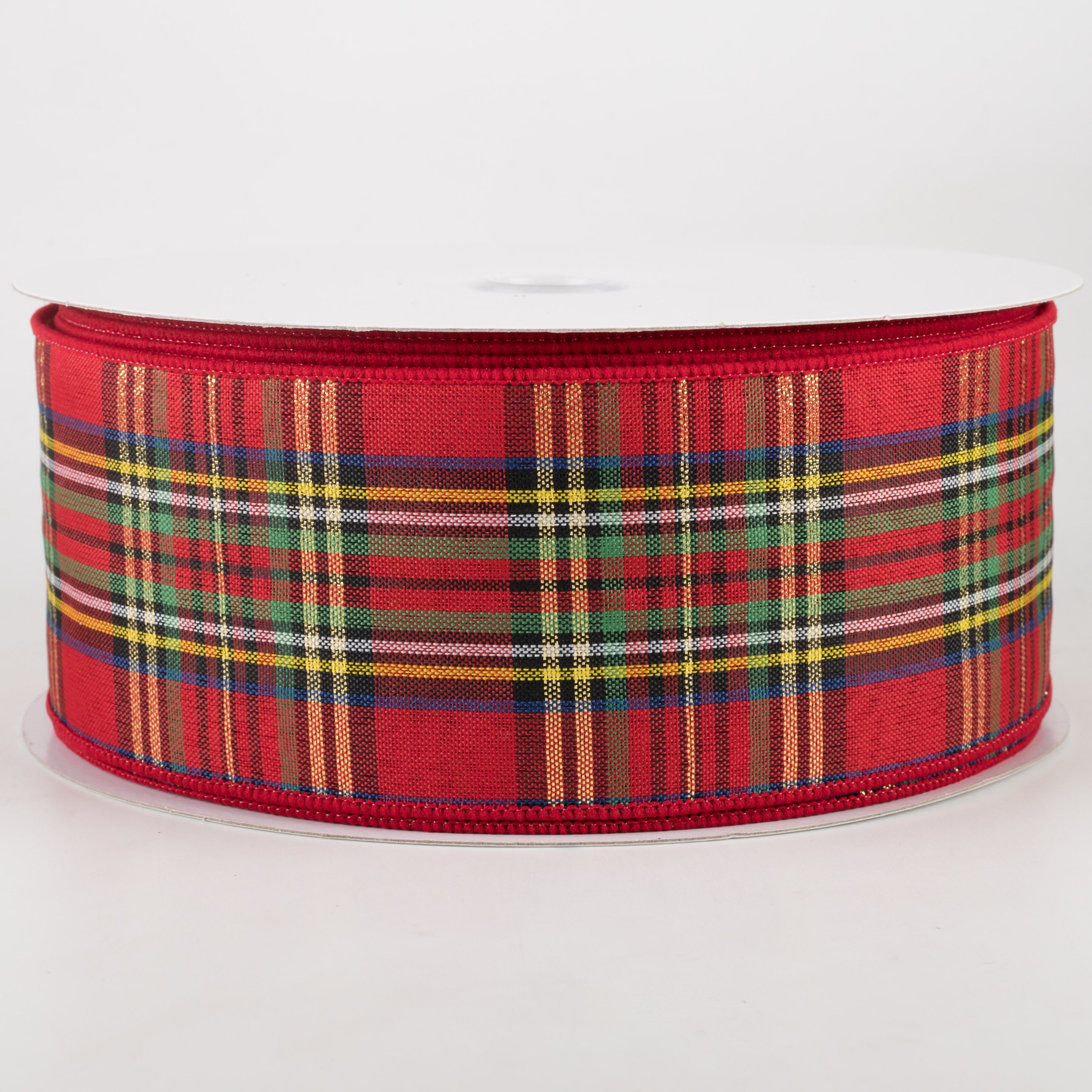 2.5" Traditional Red Tartan Plaid Ribbon (50 Yards)