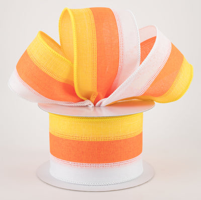 2.5" Tricolor Striped Ribbon: White, Orange, Yellow (10 Yards) Lifestyle Photo