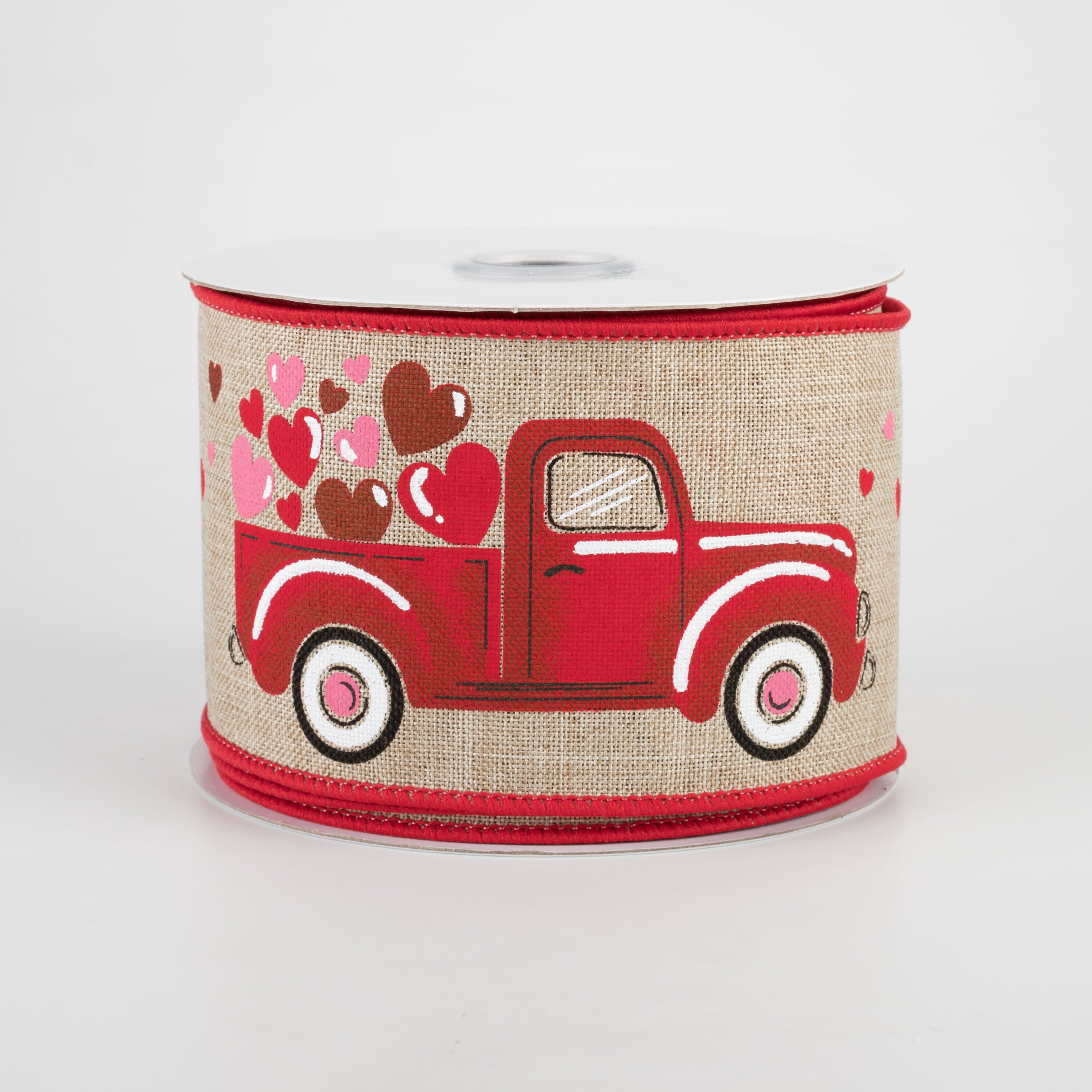 2.5" Truck With Hearts Ribbon: Natural (10 Yards)