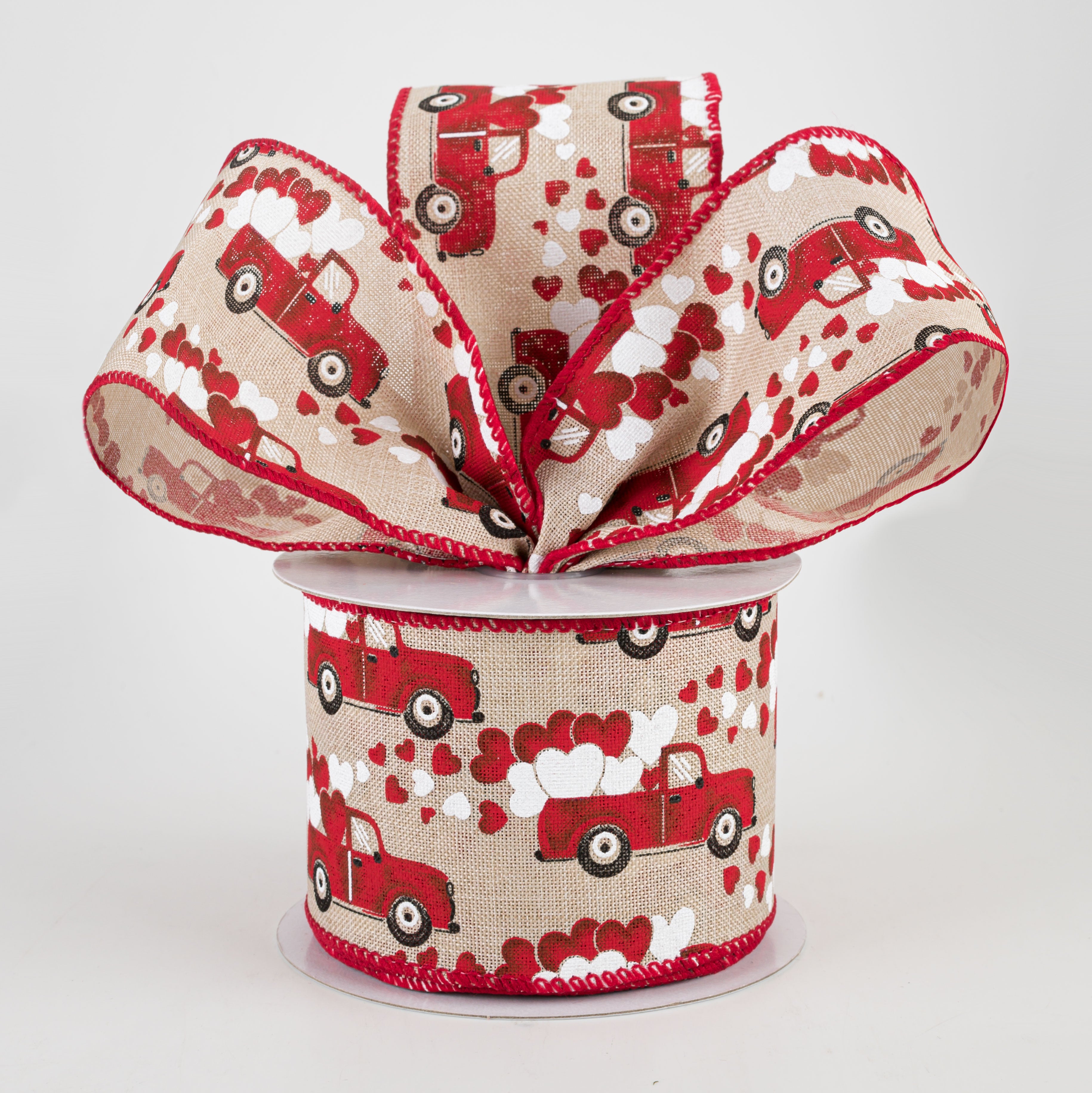 2.5" Trucks & Hearts Ribbon: Natural (10 Yards) Lifestyle Photo